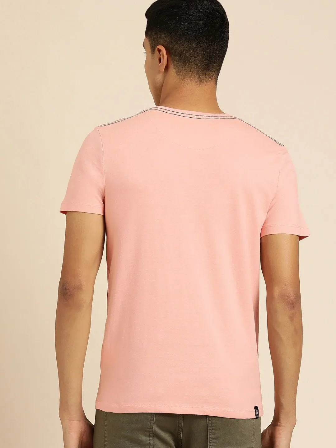 Pink Regular Fit Men's Short Sleeves T-Shirt by Being Human Clothing - Image 3