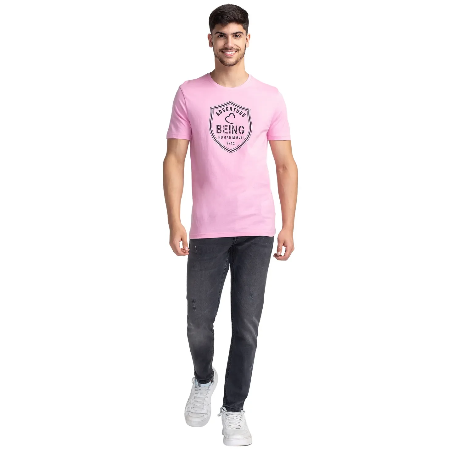 Pink Regular Fit Men's Short Sleeves T-Shirt by Being Human Clothing - Image 2
