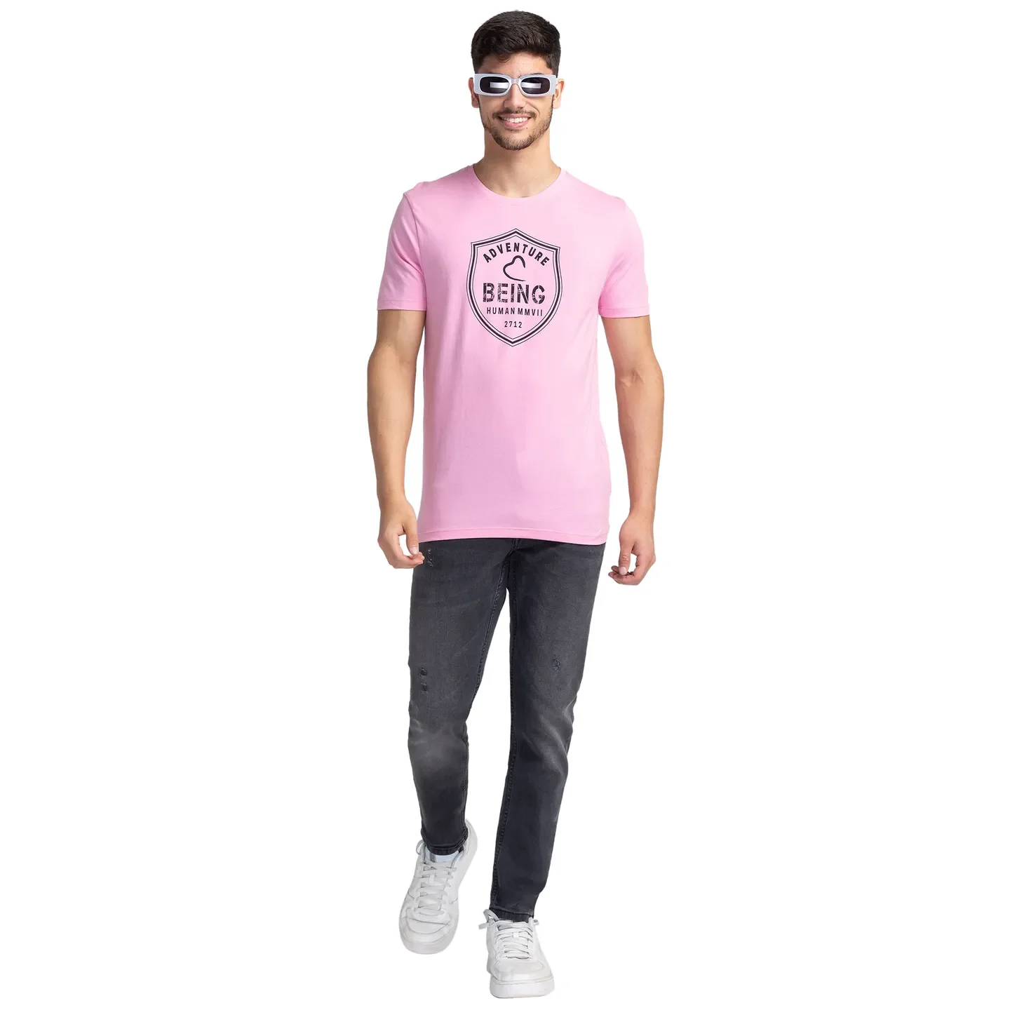 Pink Regular Fit Men's Short Sleeves T-Shirt by Being Human Clothing - Image 6