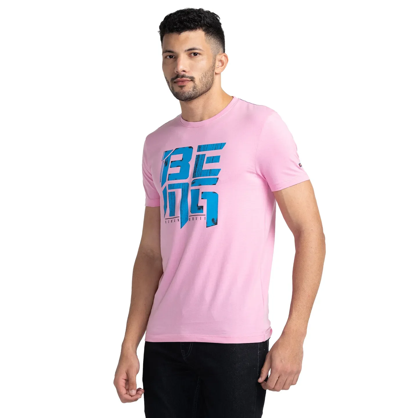 Pink Regular Fit Men's Short Sleeves T-Shirt by Being Human Clothing - Image 4