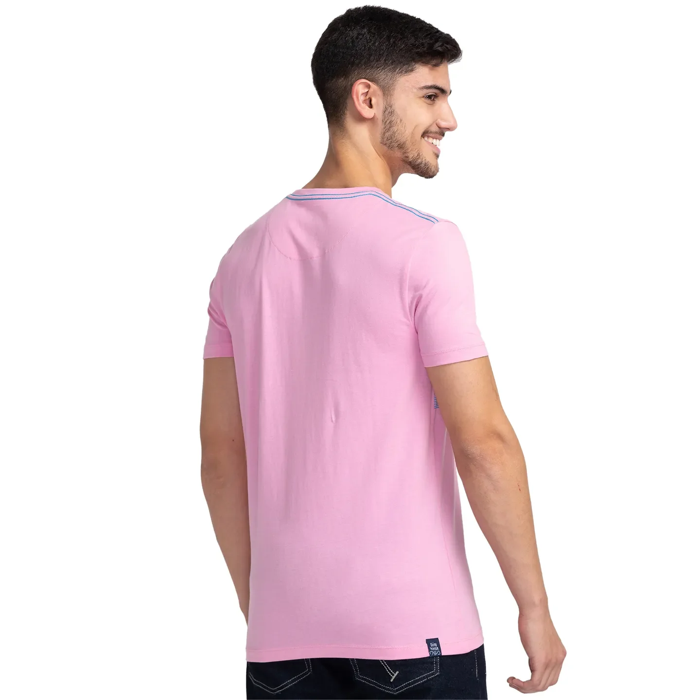 Pink Regular Fit Men's Short Sleeves T-Shirt by Being Human Clothing - Image 3