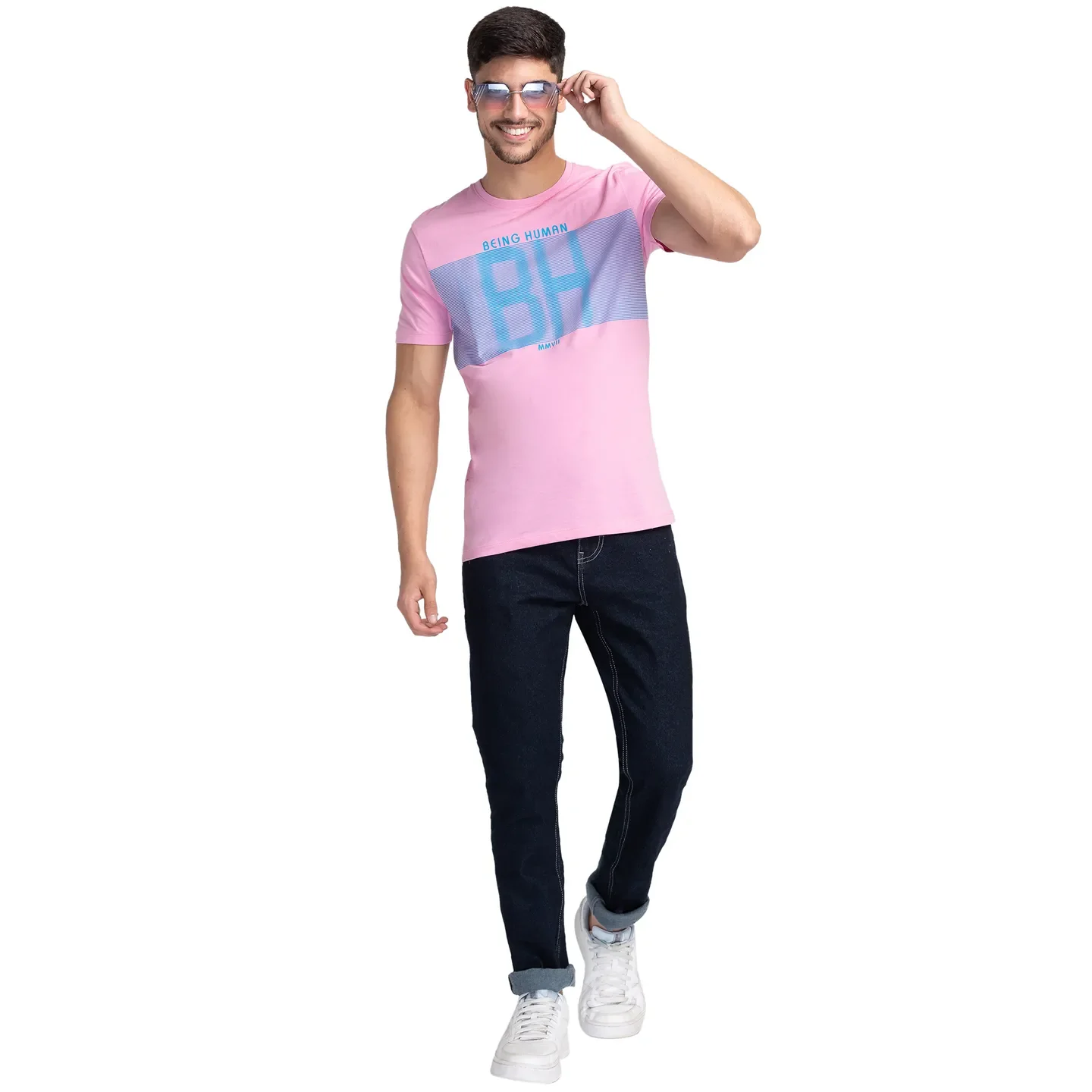 Pink Regular Fit Men's Short Sleeves T-Shirt by Being Human Clothing - Image 6