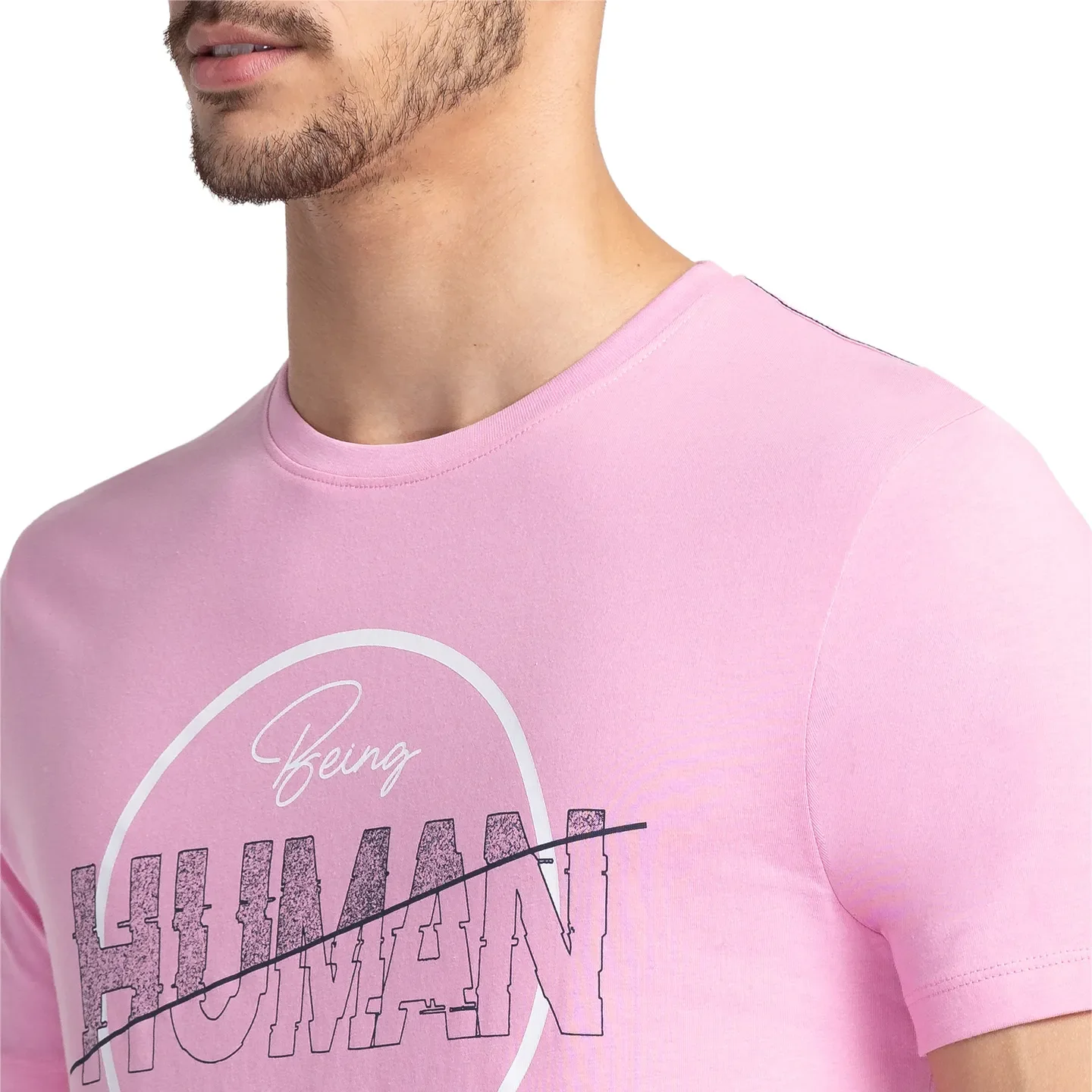 Pink Regular Fit Men's Short Sleeves T-Shirt by Being Human Clothing - Image 5