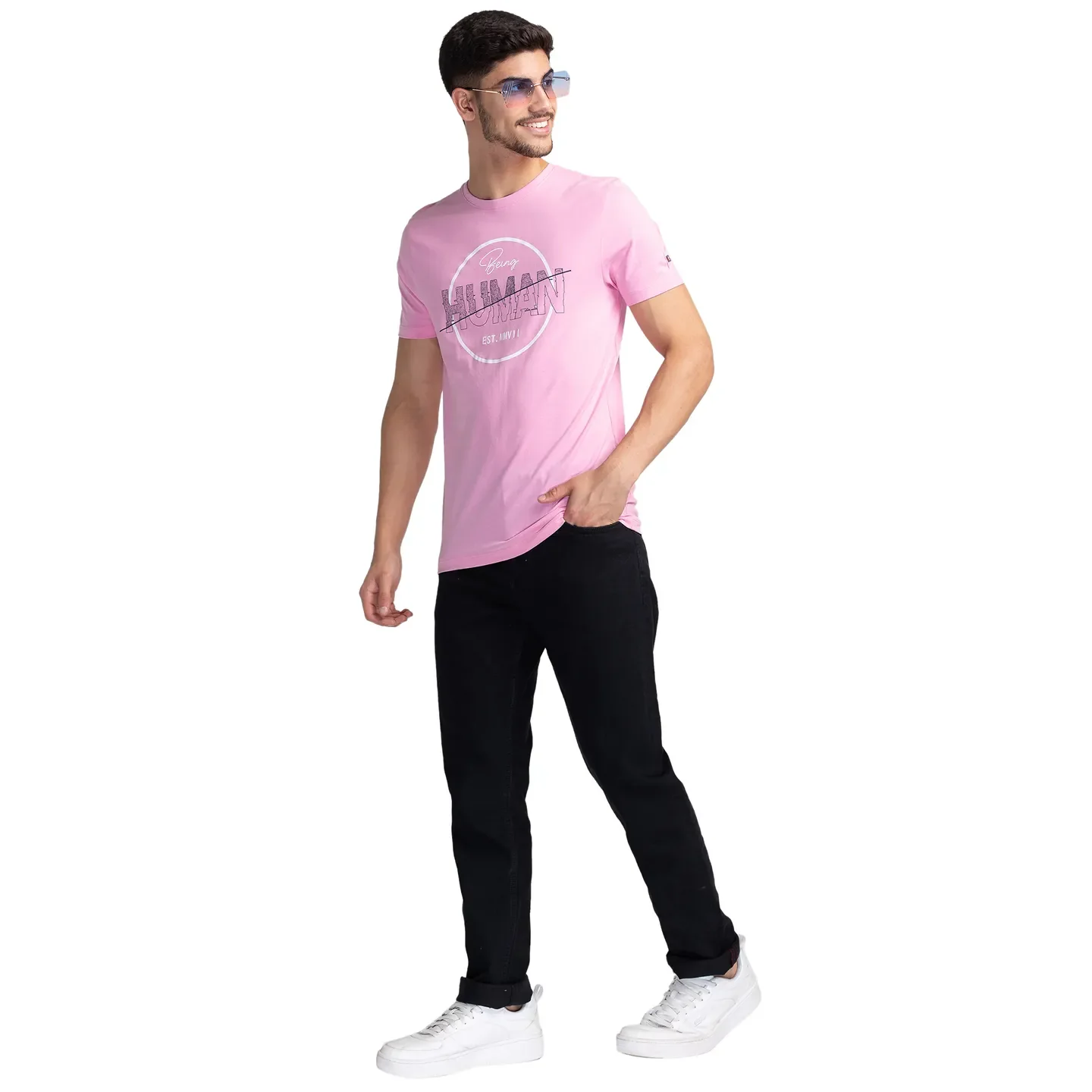 Pink Regular Fit Men's Short Sleeves T-Shirt by Being Human Clothing - Image 6