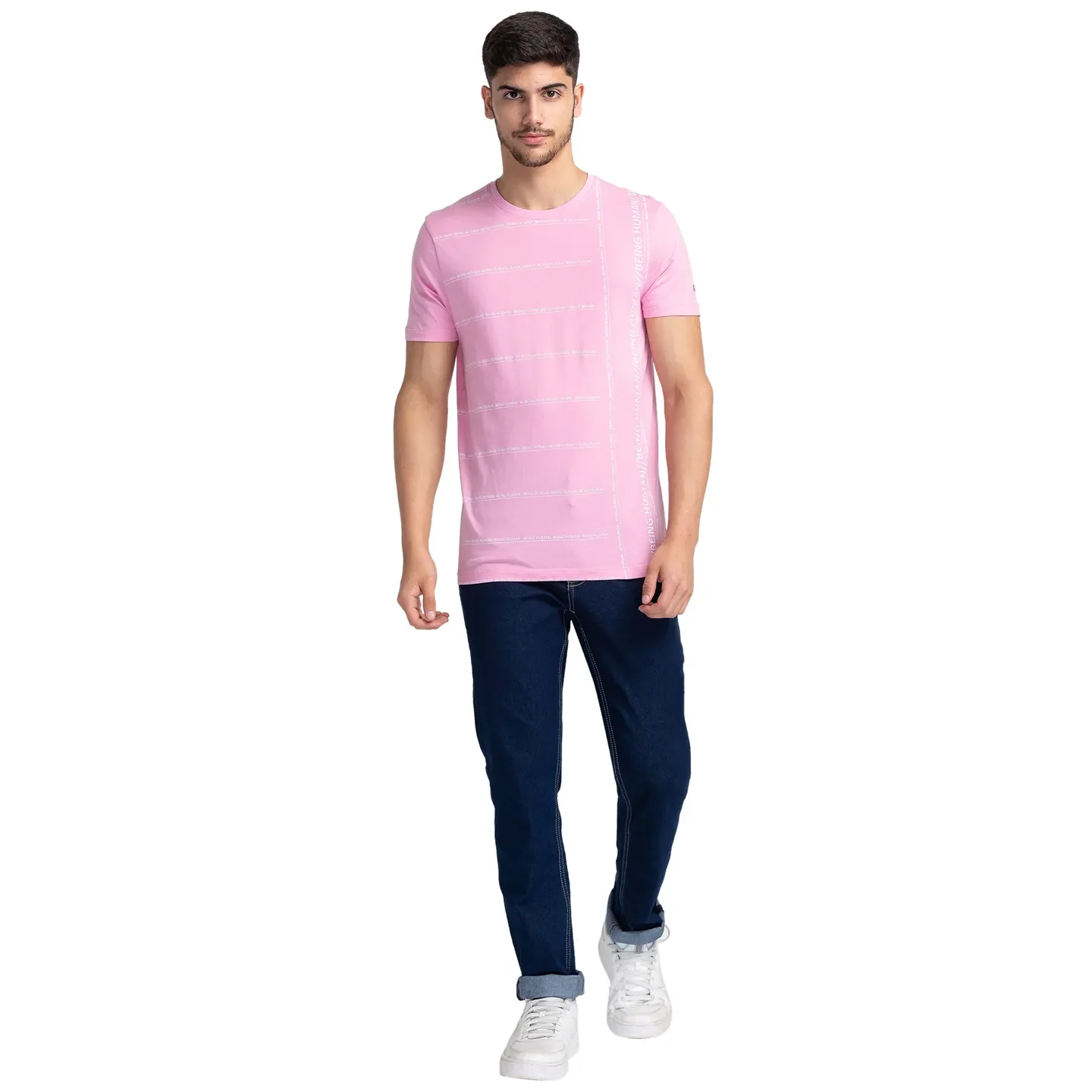Pink Regular Fit Men's Short Sleeves T-Shirt by Being Human Clothing - Image 2