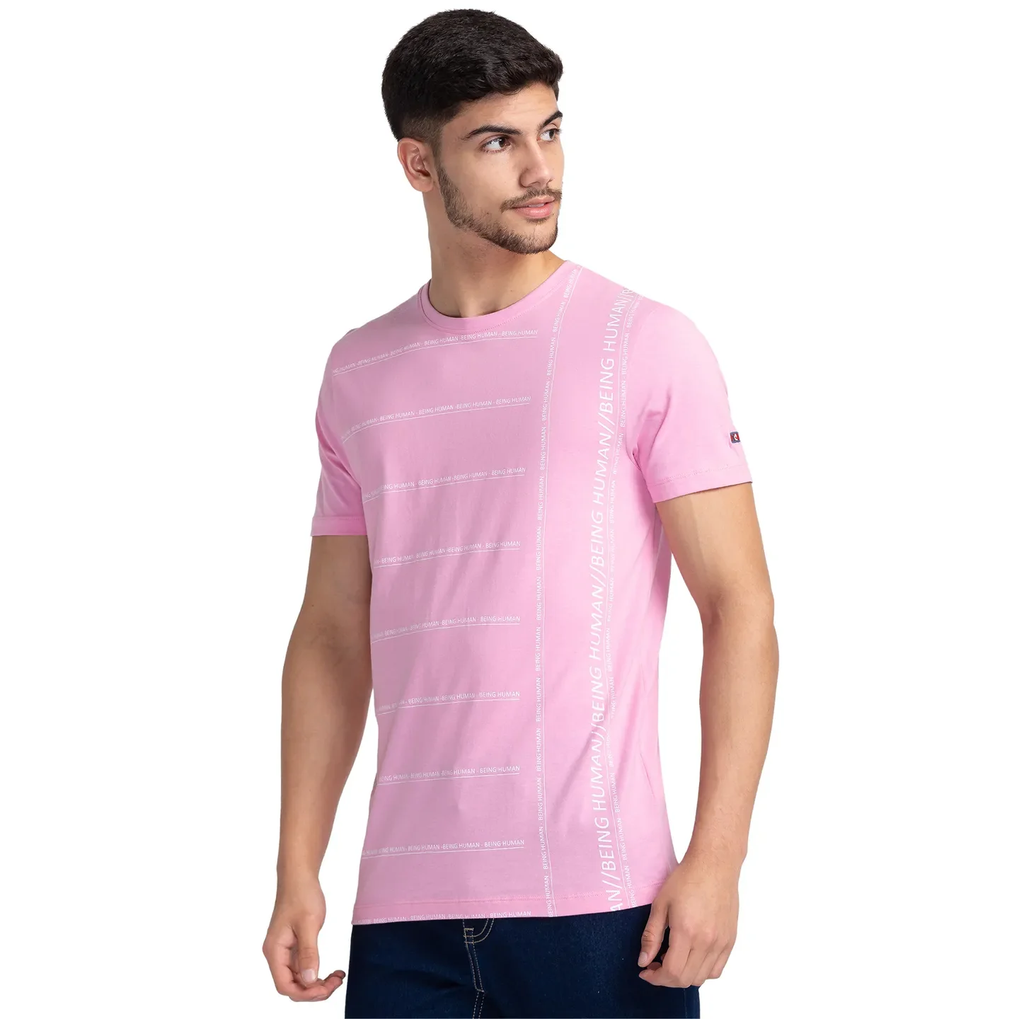 Pink Regular Fit Men's Short Sleeves T-Shirt by Being Human Clothing - Image 4