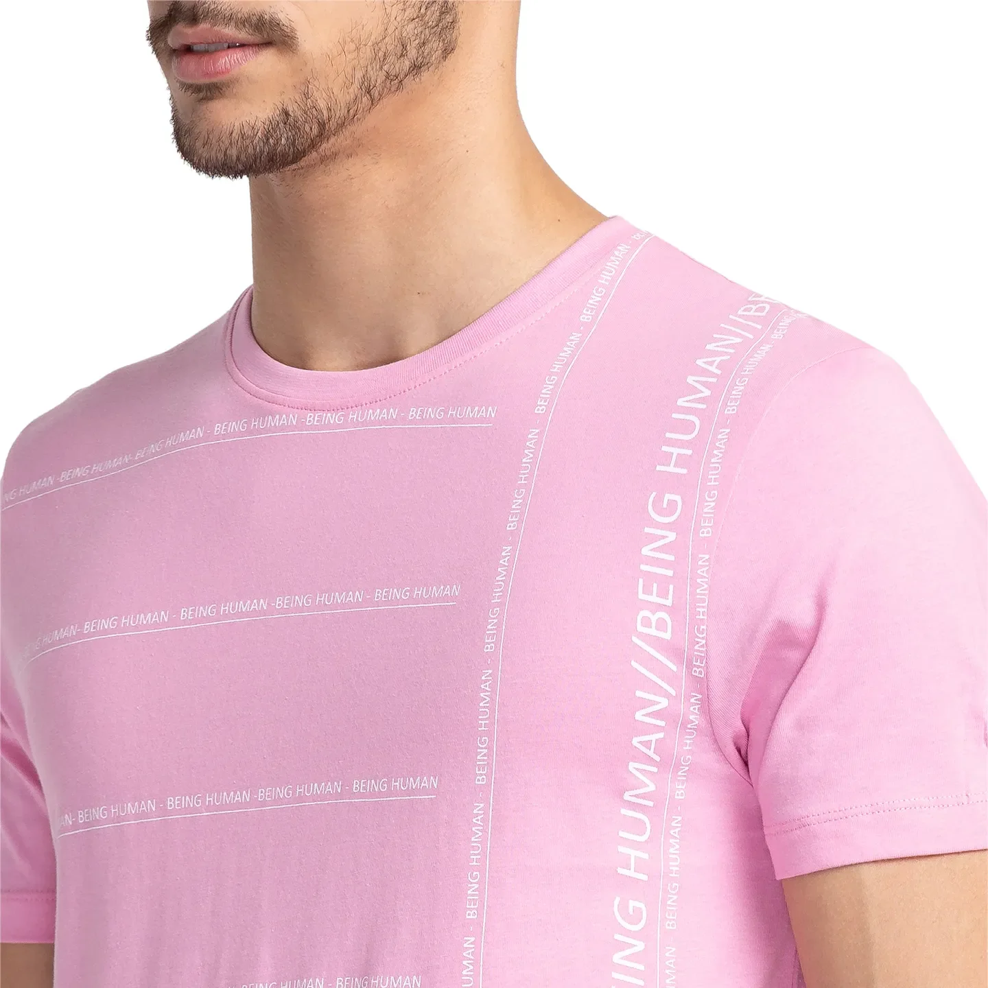 Pink Regular Fit Men's Short Sleeves T-Shirt by Being Human Clothing - Image 5