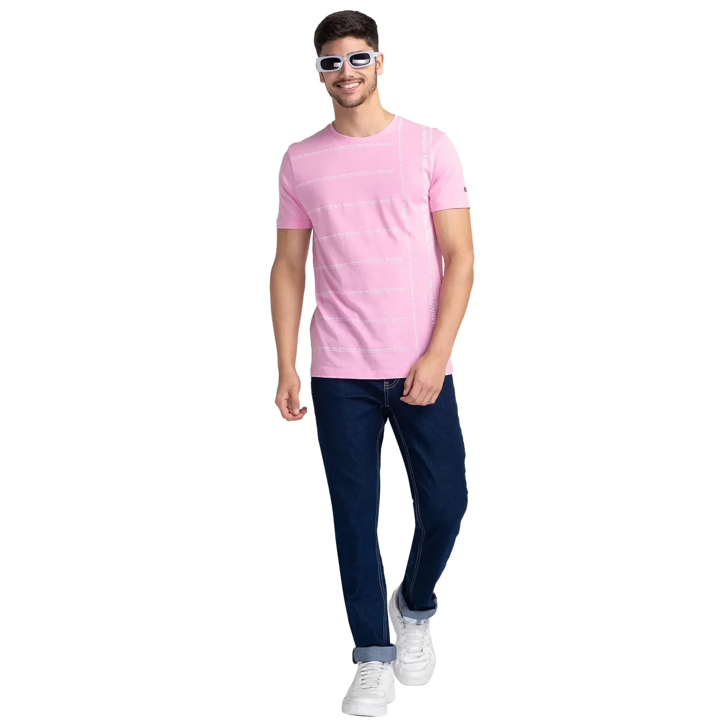 Pink Regular Fit Men's Short Sleeves T-Shirt by Being Human Clothing - Image 6