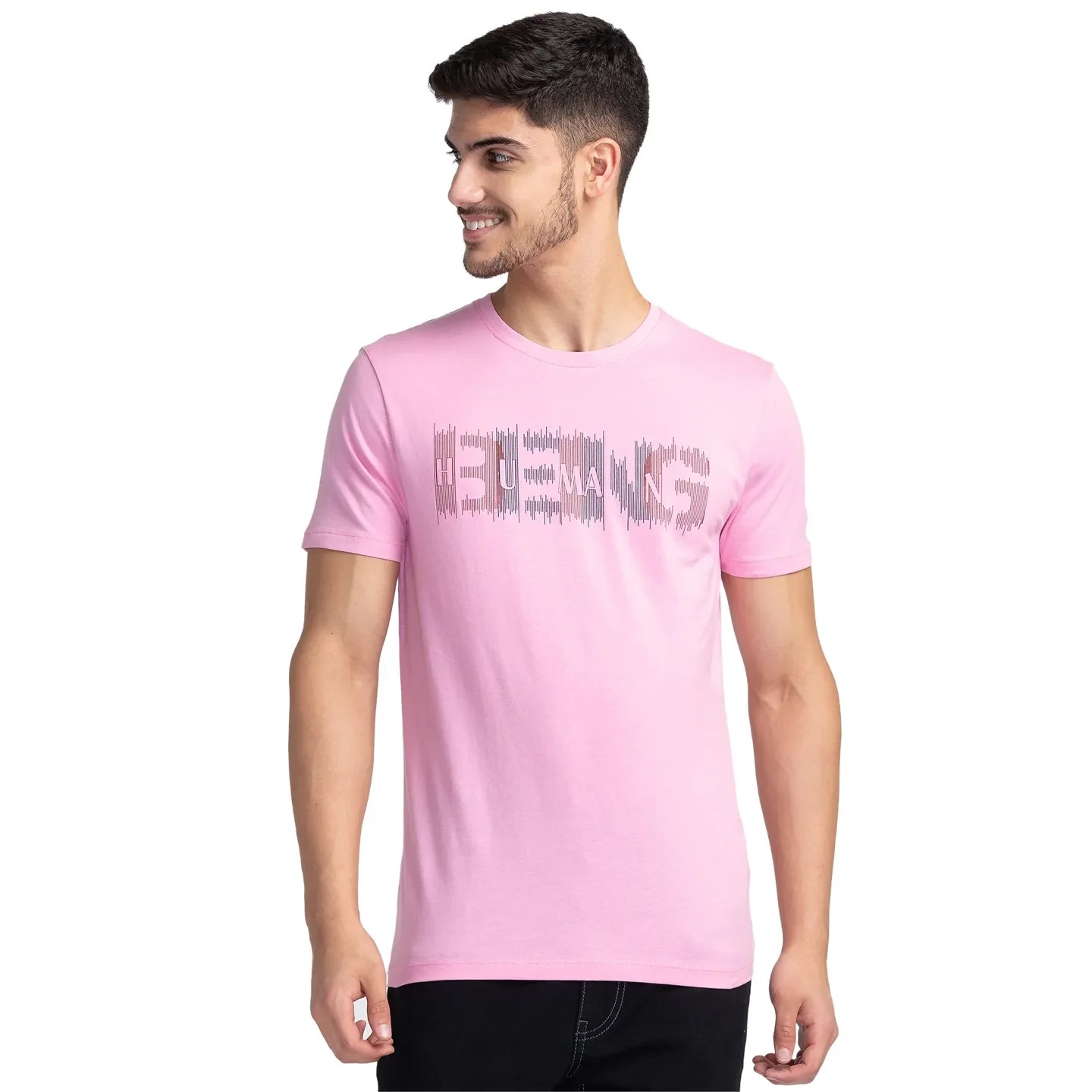 Pink Regular Fit Men's Short Sleeves T-Shirt by Being Human Clothing