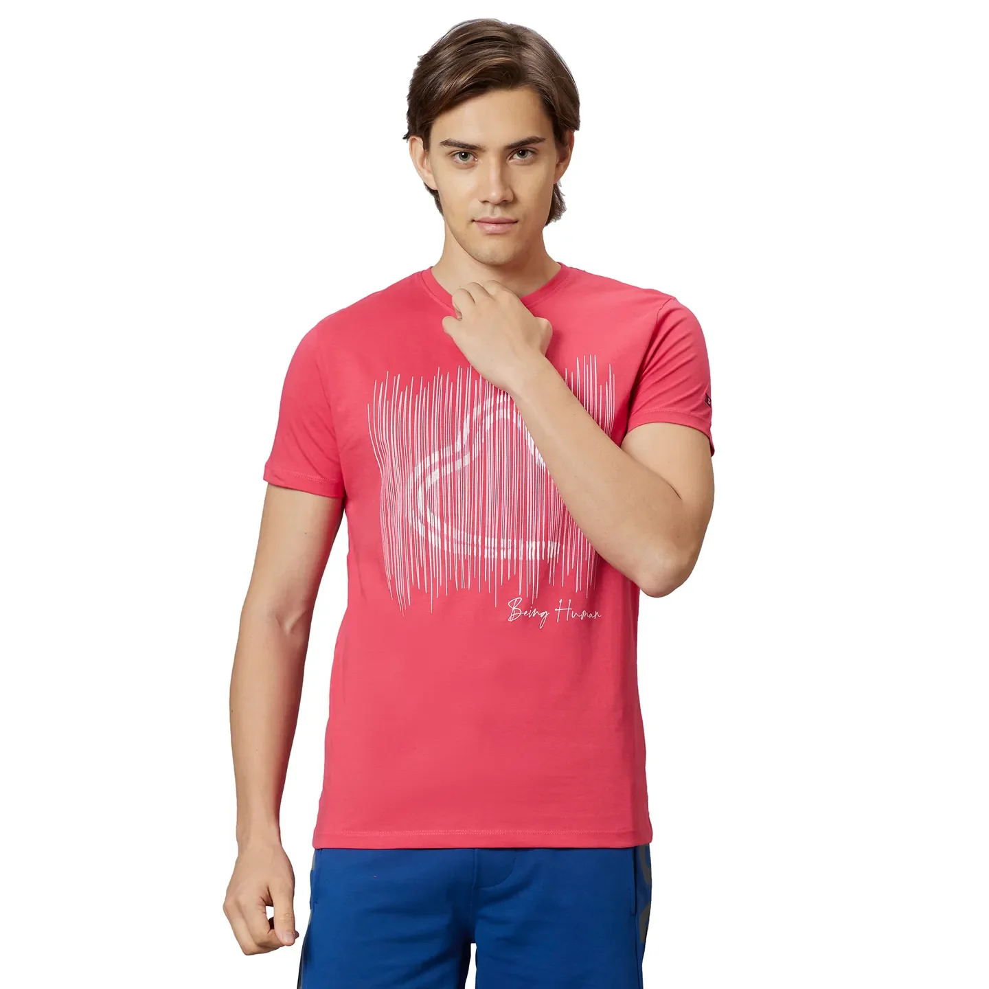 Raspberry Regular Fit Round Neck Men's T-Shirt by Being Human Clothing