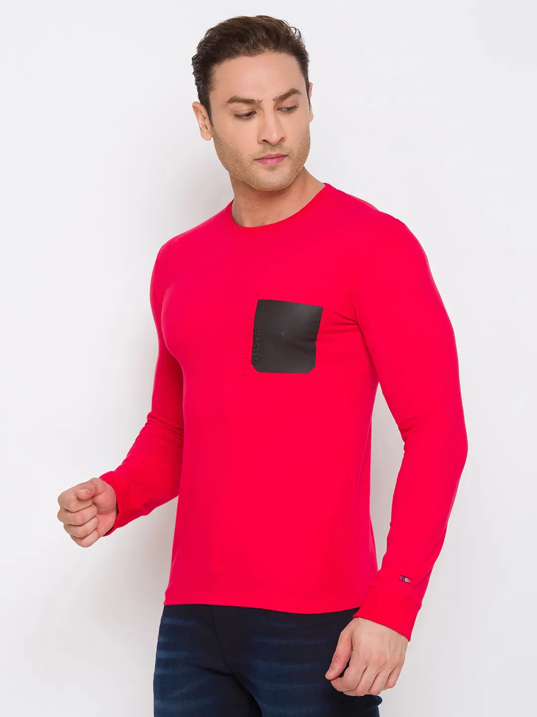 Red Regular Fit Men's Long Sleeves T-Shirt by Being Human Clothing - Image 2