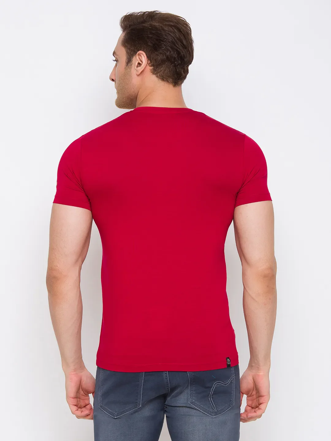 Red Regular Fit Men's Short Sleeves T-Shirt by Being Human Clothing - Image 3