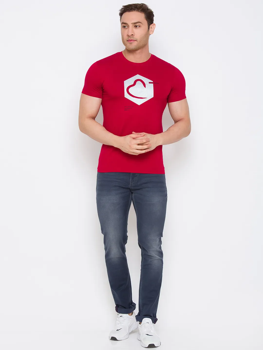 Red Regular Fit Men's Short Sleeves T-Shirt by Being Human Clothing - Image 5