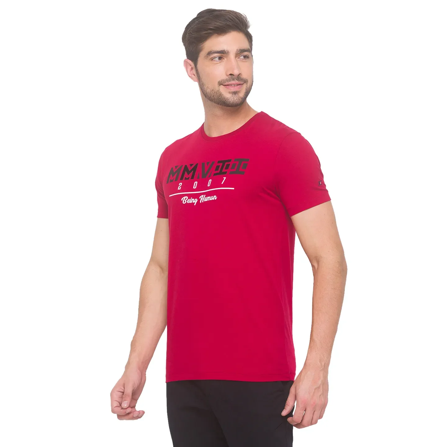 Red Regular Fit Men's Short Sleeves T-Shirt by Being Human Clothing - Image 3
