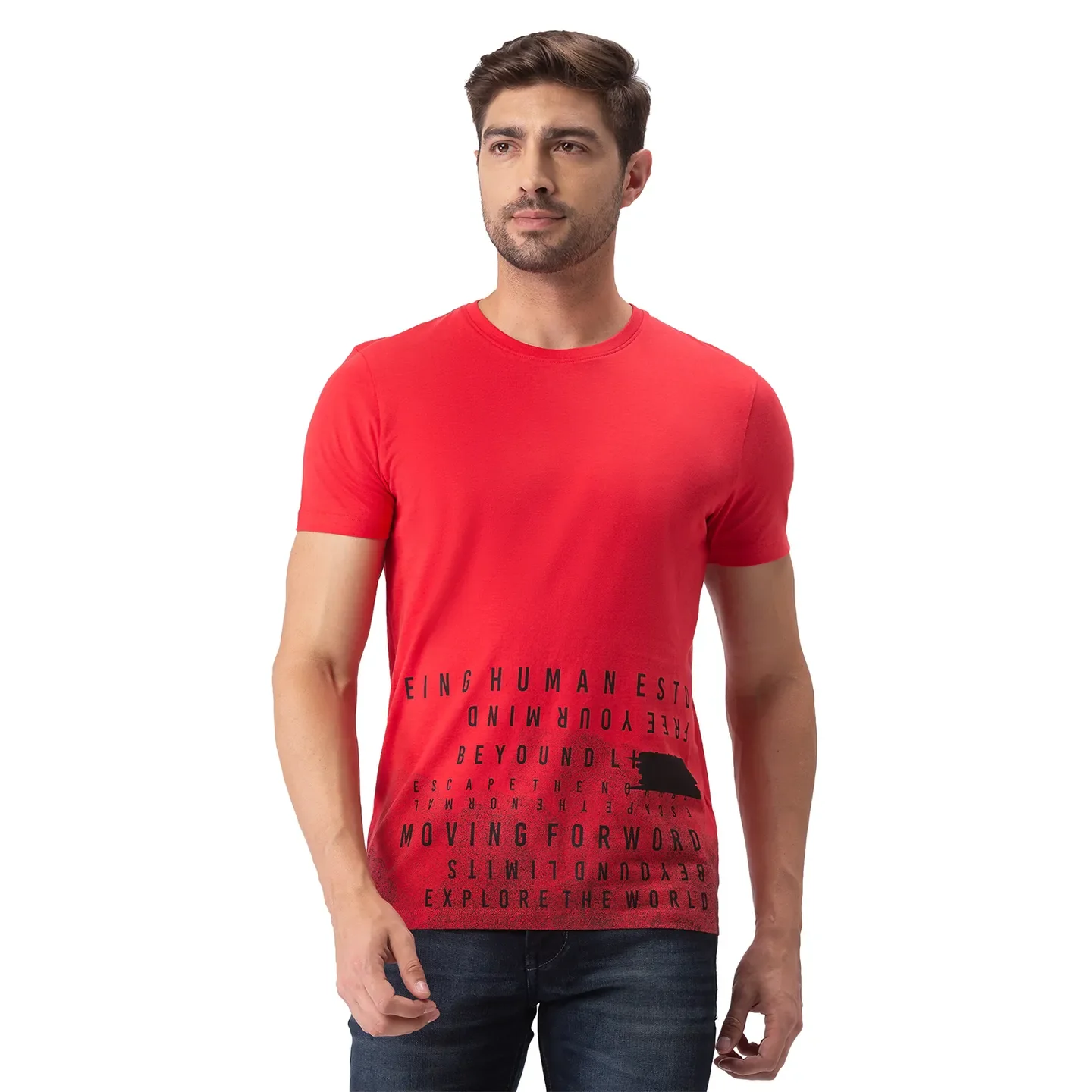 Red Regular Fit Men's Short Sleeves T-Shirt by Being Human Clothing