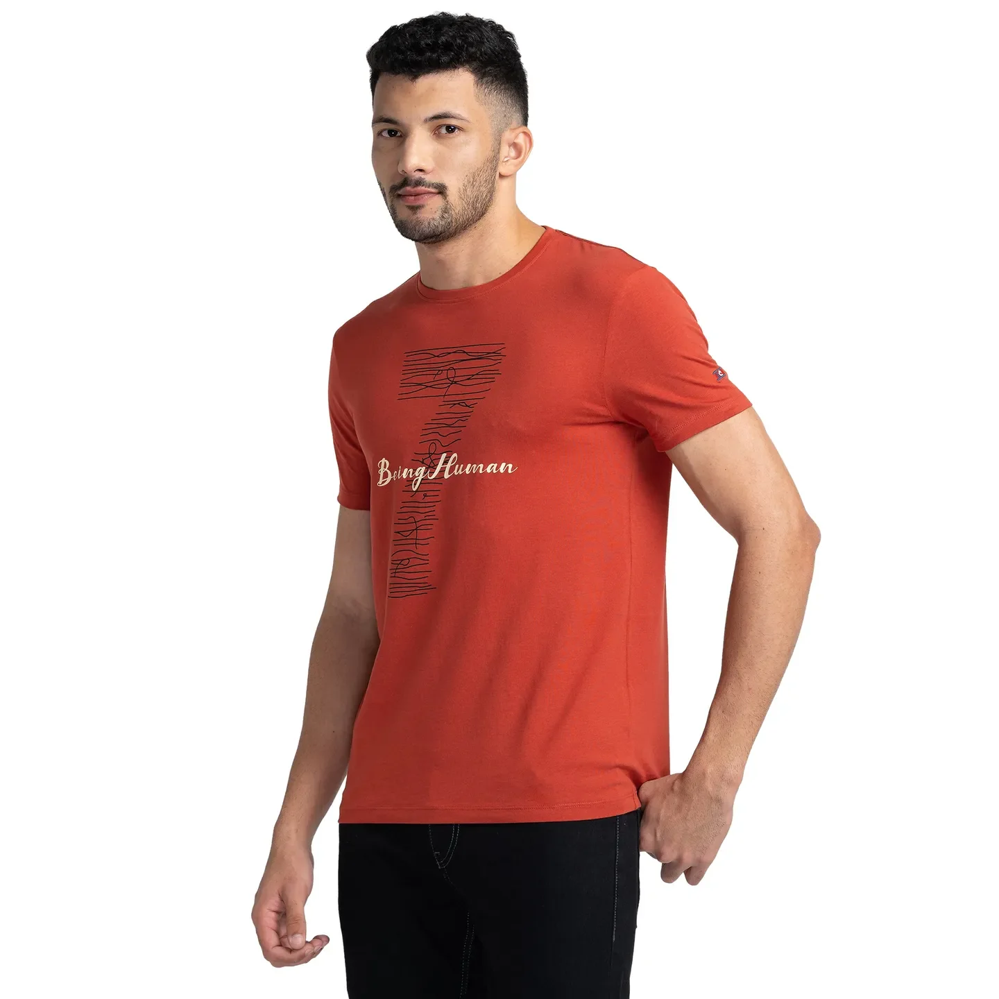 Red Regular Fit Men's Short Sleeves T-Shirt by Being Human Clothing - Image 4