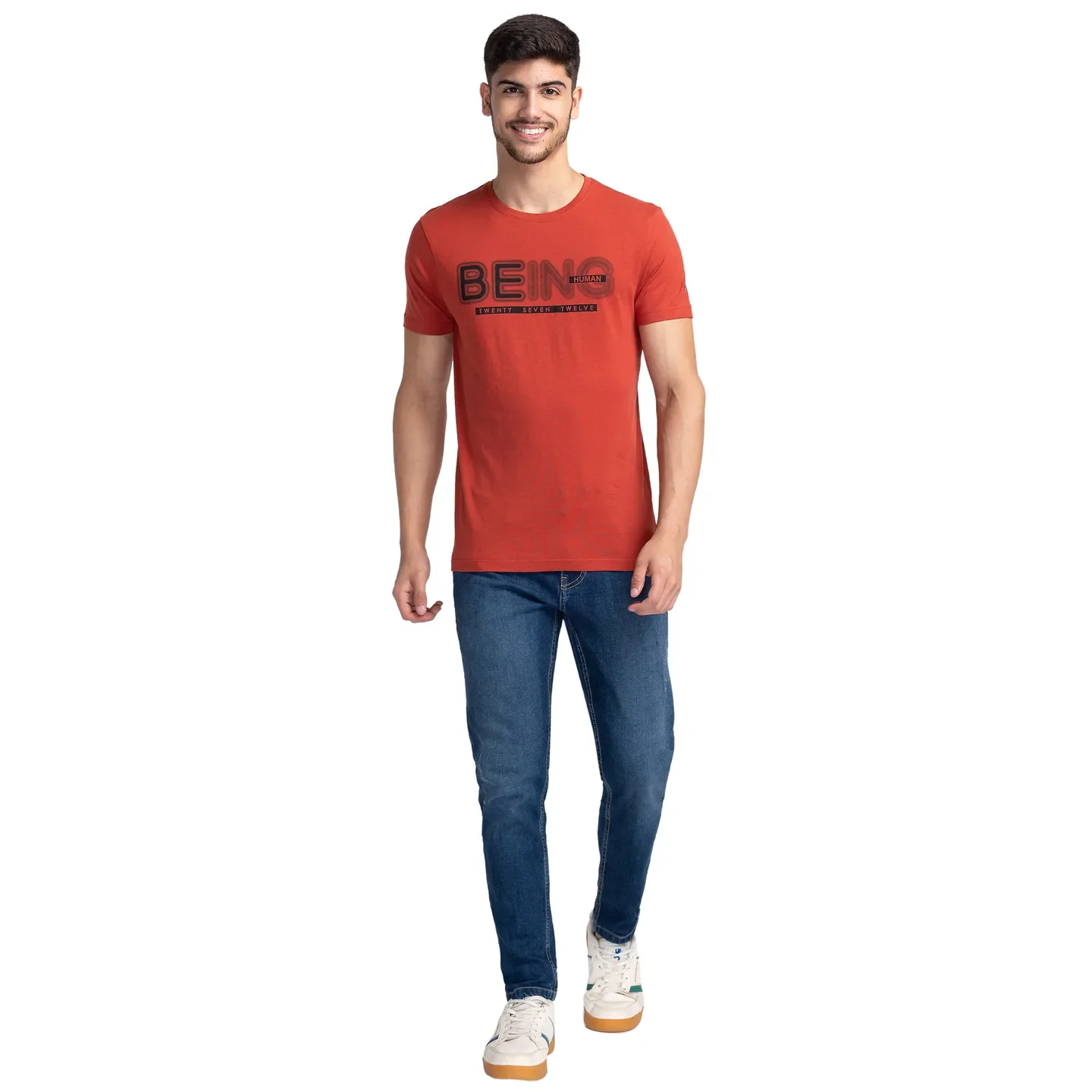 Red Regular Fit Men's Short Sleeves T-Shirt by Being Human Clothing - Image 2