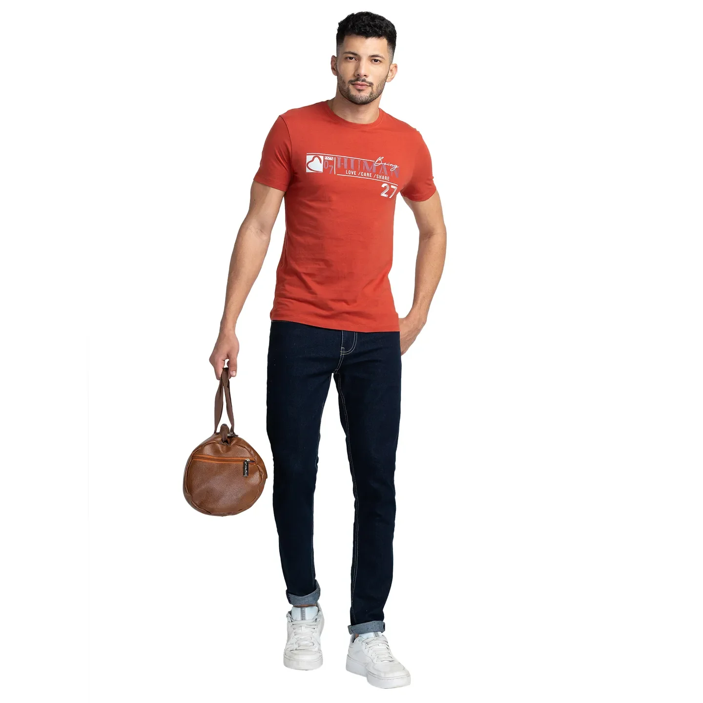 Red Regular Fit Men's Short Sleeves T-Shirt by Being Human Clothing - Image 6