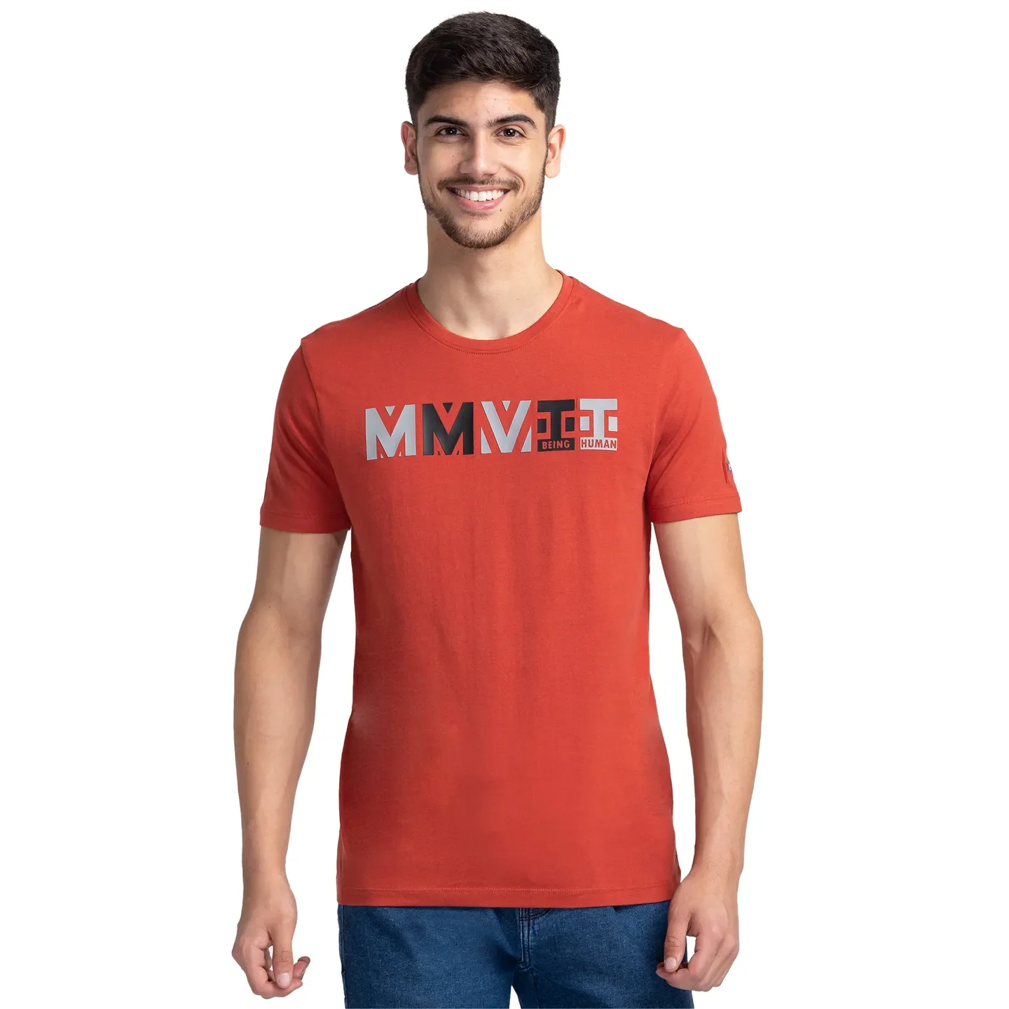 Red Regular Fit Men's Short Sleeves T-Shirt by Being Human Clothing