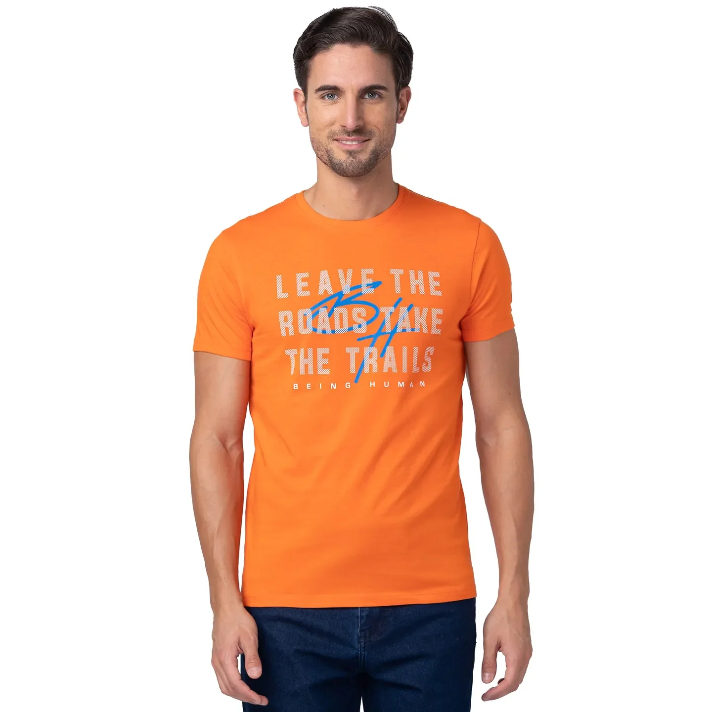 Red Regular Fit Men's Short Sleeves T-Shirt by Being Human Clothing