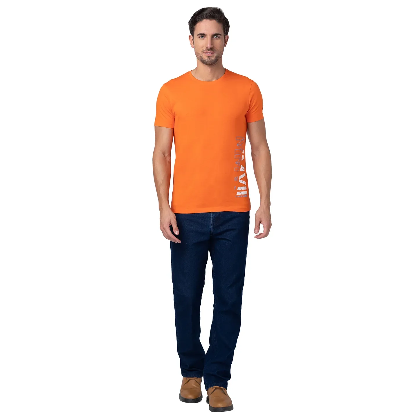 Red Orange Regular Fit Round Neck Men's T-Shirt by Being Human Clothing - Image 2