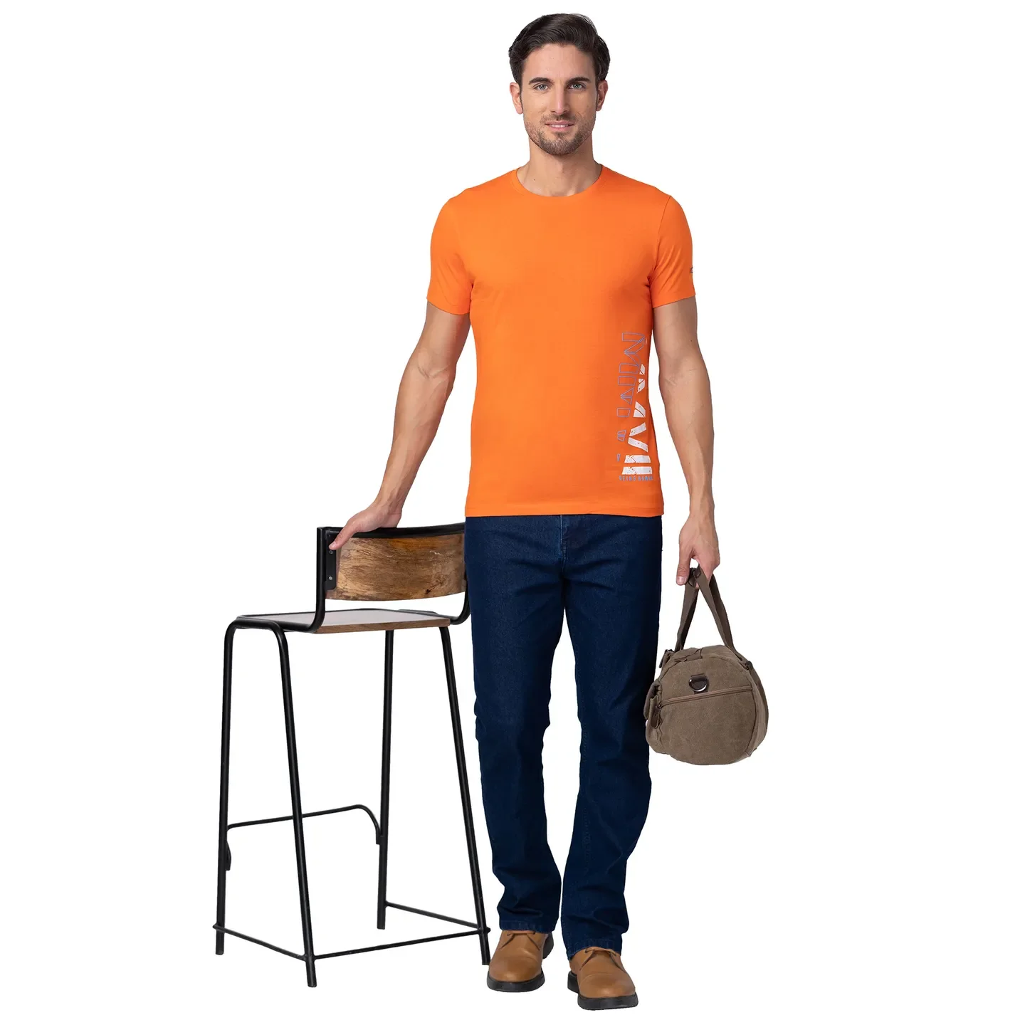 Red Orange Regular Fit Round Neck Men's T-Shirt by Being Human Clothing - Image 6