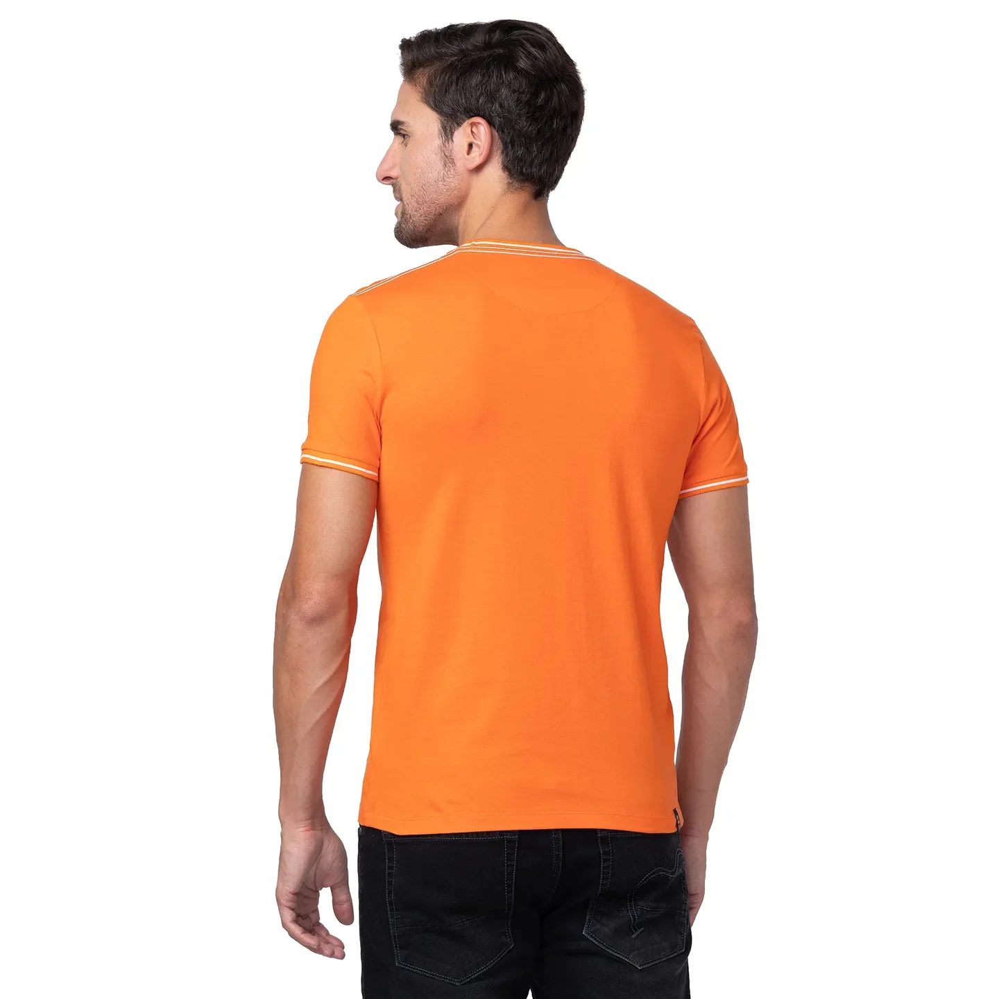 Red Orange Regular Fit Round Neck Men's T-Shirt by Being Human Clothing - Image 3