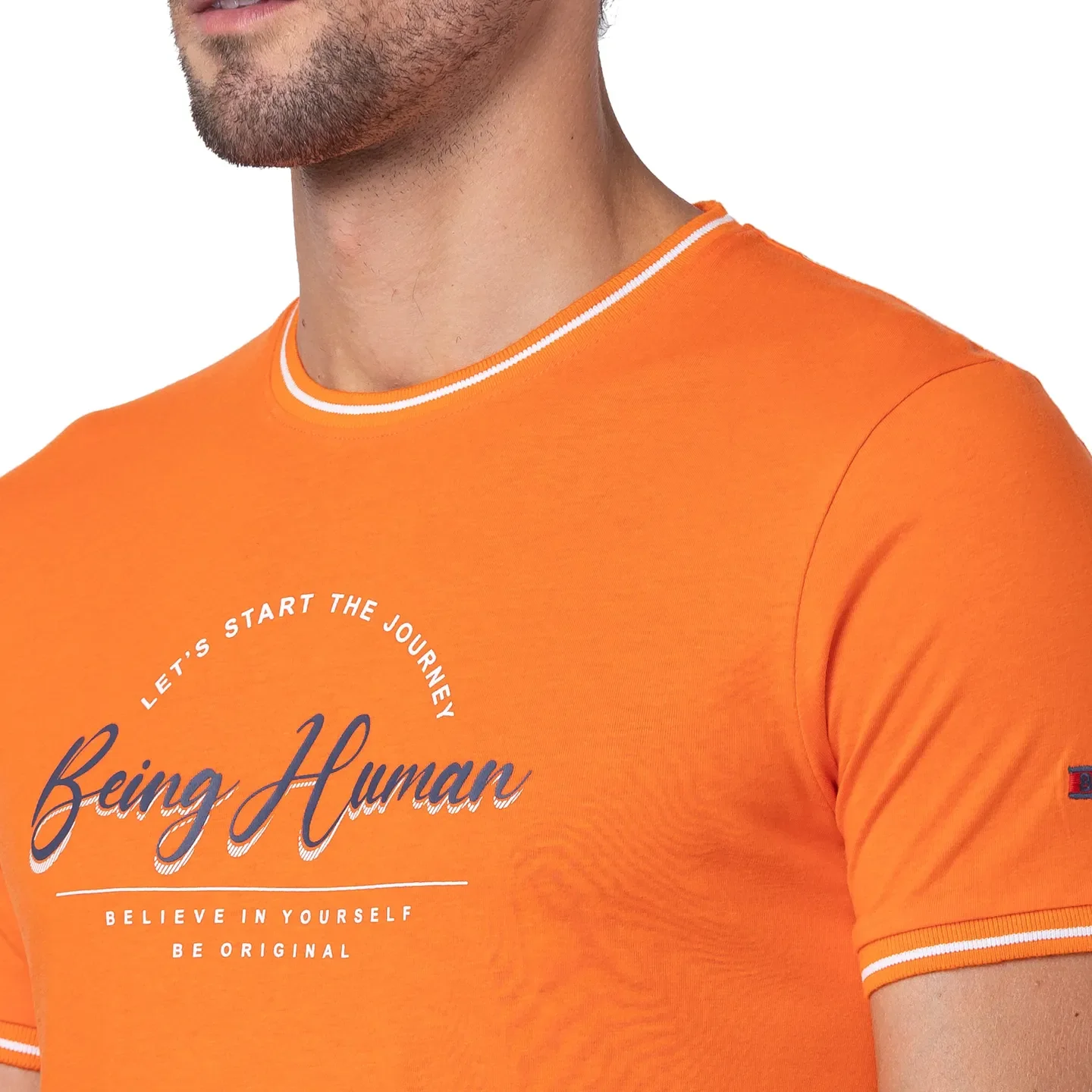 Red Orange Regular Fit Round Neck Men's T-Shirt by Being Human Clothing - Image 5