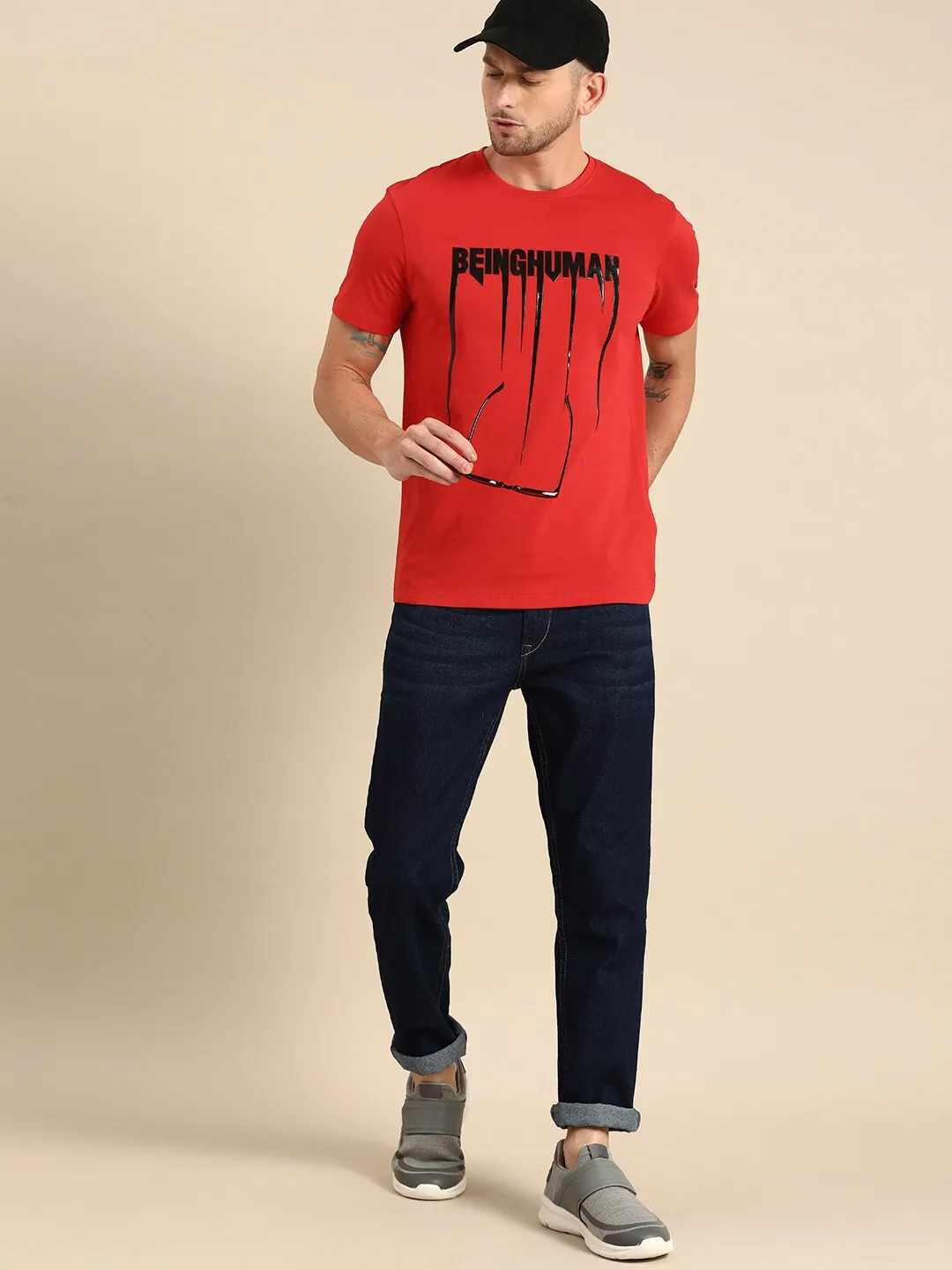 Red Regular Fit Men's Short Sleeves T-Shirt by Being Human Clothing - Image 5