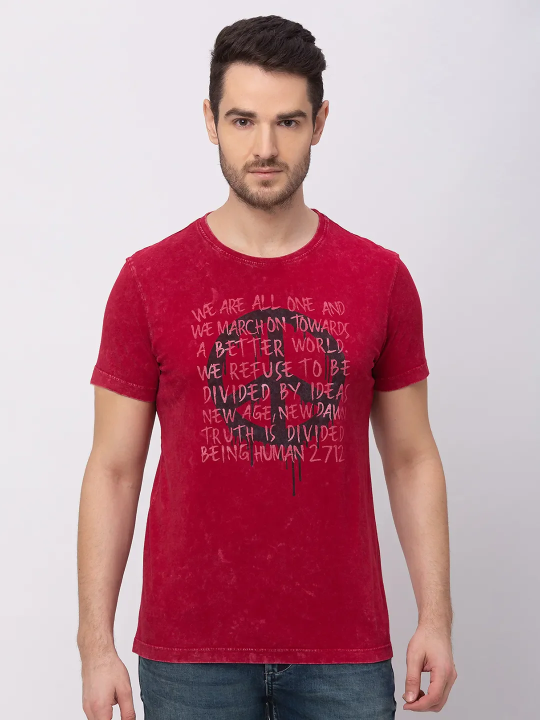 Rio Red Regular Fit Round Neck Men's T-Shirt by Being Human Clothing