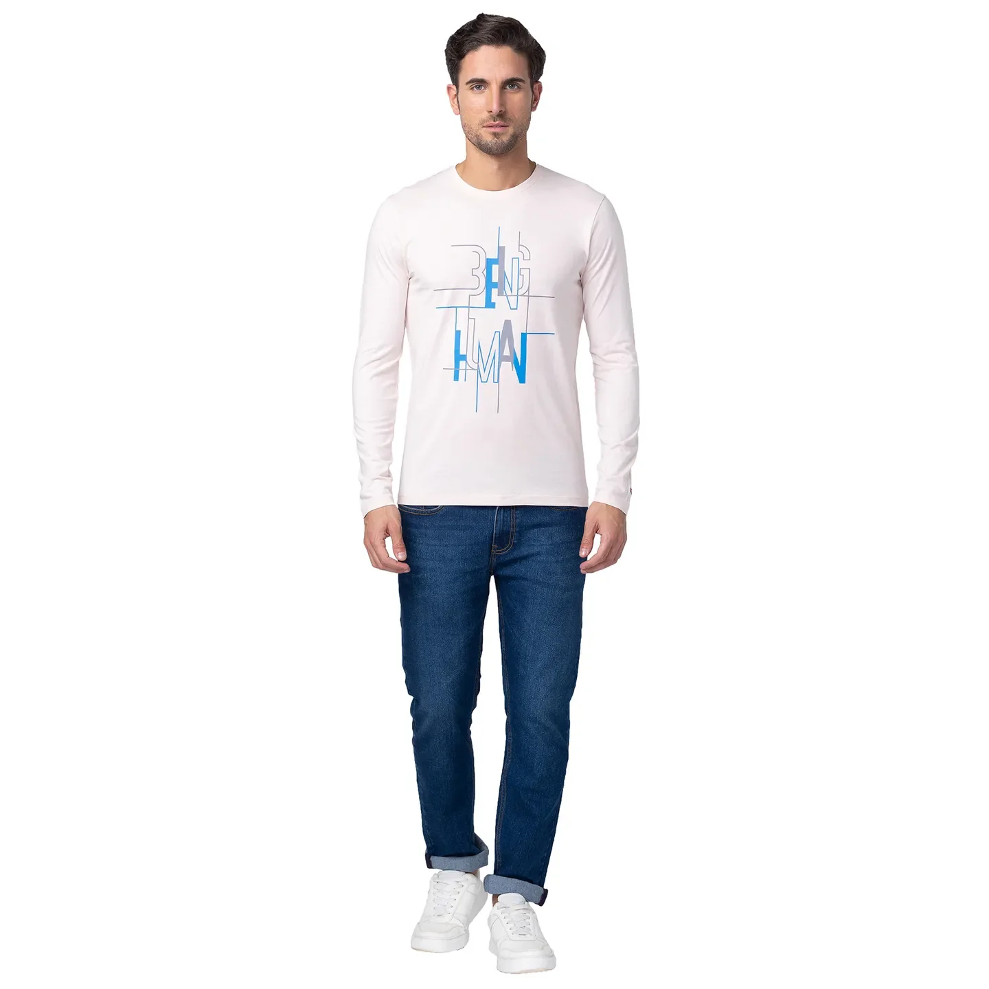 Pink Regular Fit Men's Long Sleeves T-Shirt by Being Human Clothing - Image 5