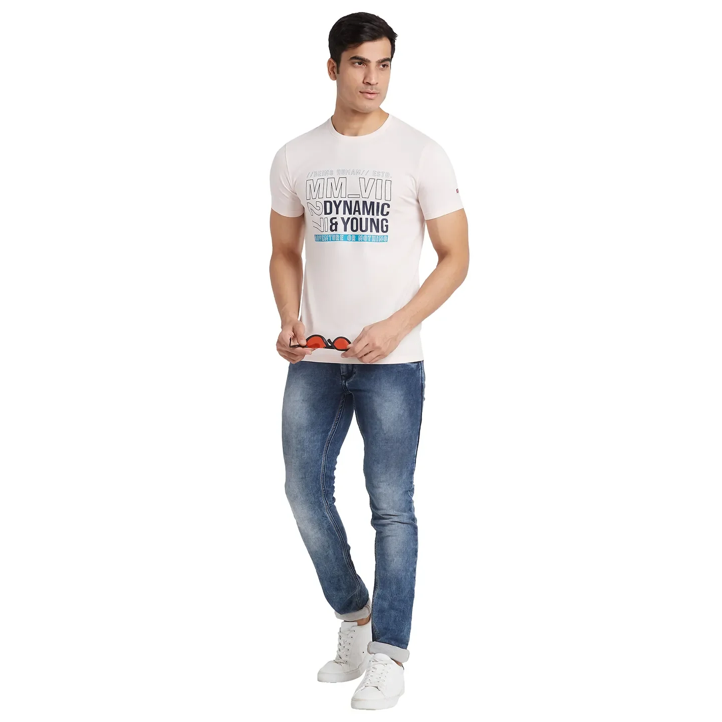 Pink Regular Fit Men's Short Sleeves T-Shirt by Being Human Clothing - Image 5