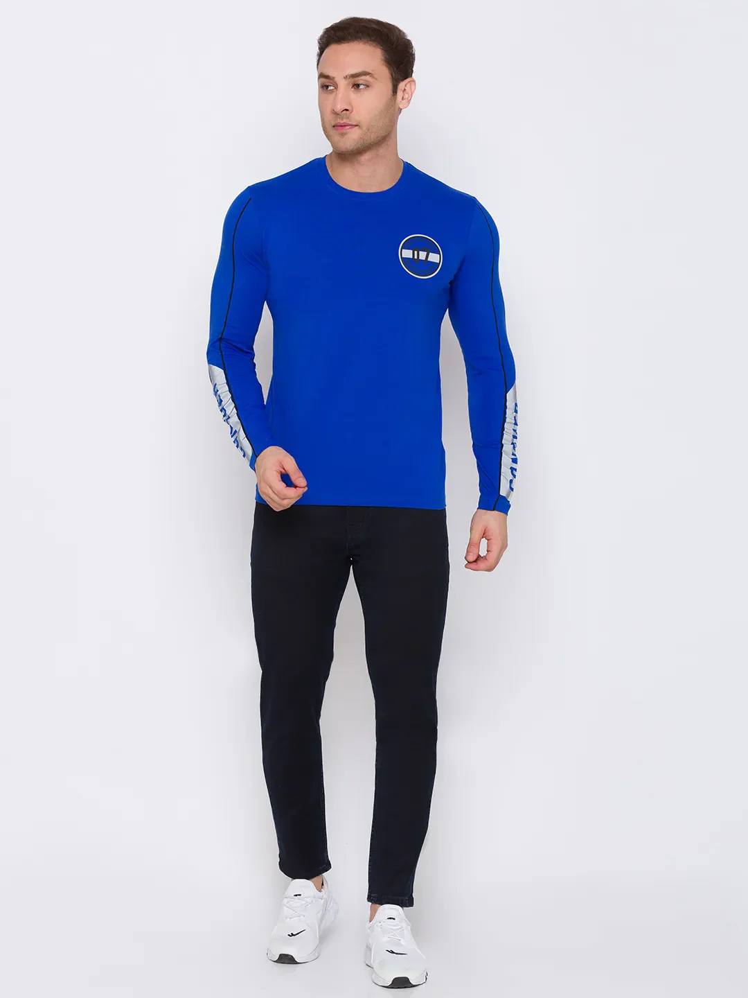 Blue Regular Fit Men's Long Sleeves T-Shirt by Being Human Clothing - Image 2