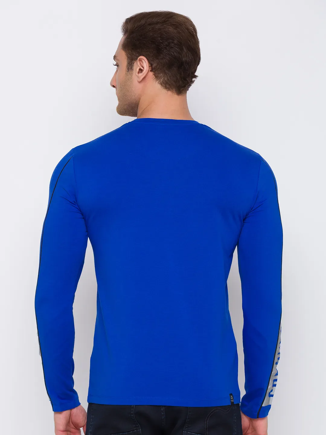 Blue Regular Fit Men's Long Sleeves T-Shirt by Being Human Clothing - Image 3