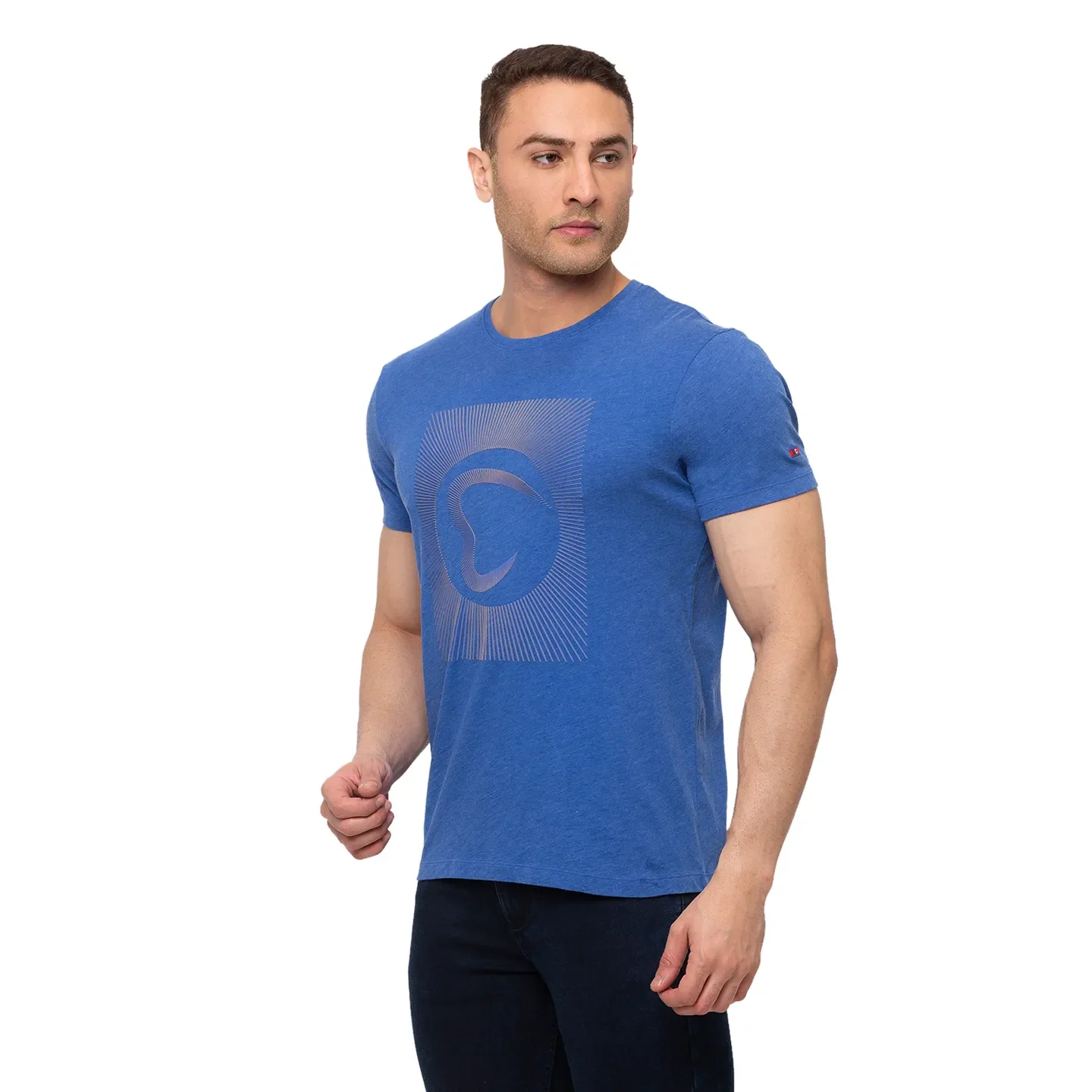 Royal Blue Regular Fit Round Neck Men's T-Shirt by Being Human Clothing - Image 2