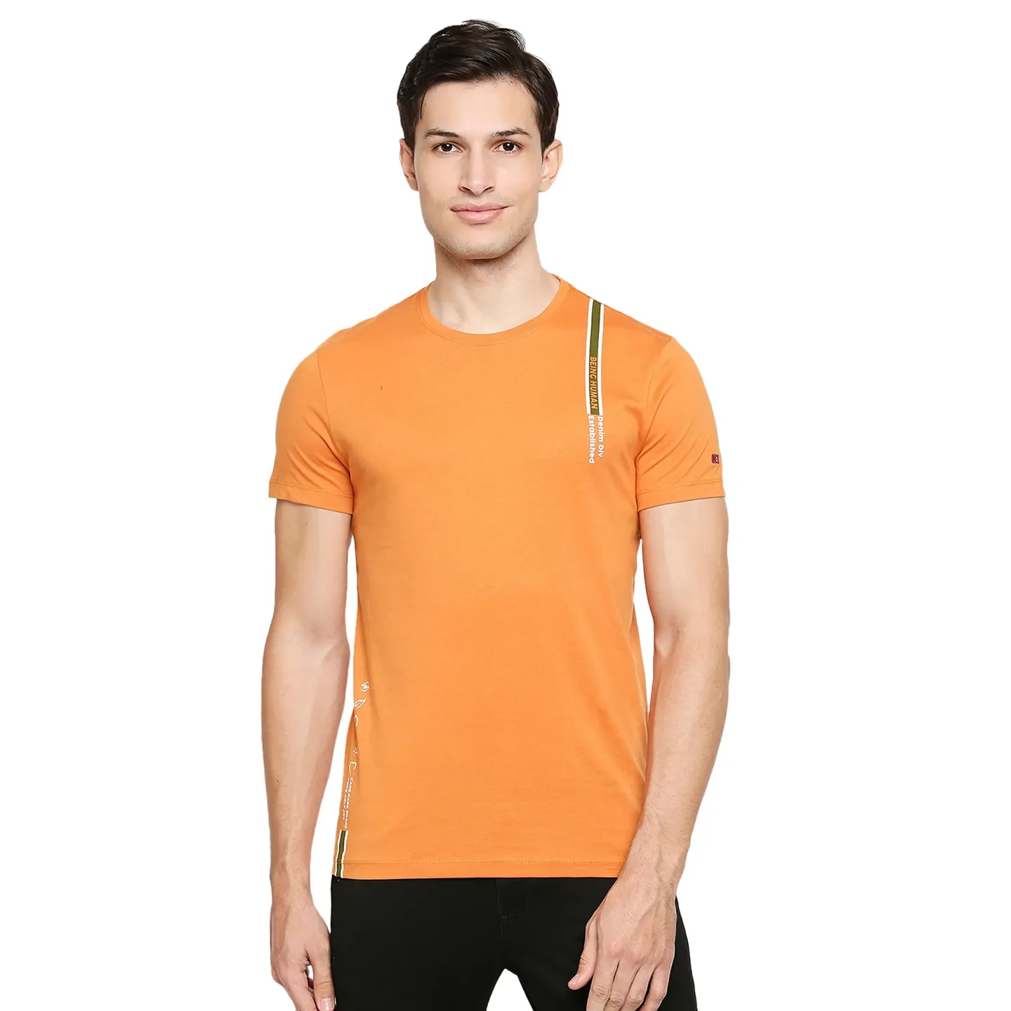 Brown Regular Fit Men's Short Sleeves T-Shirt by Being Human Clothing