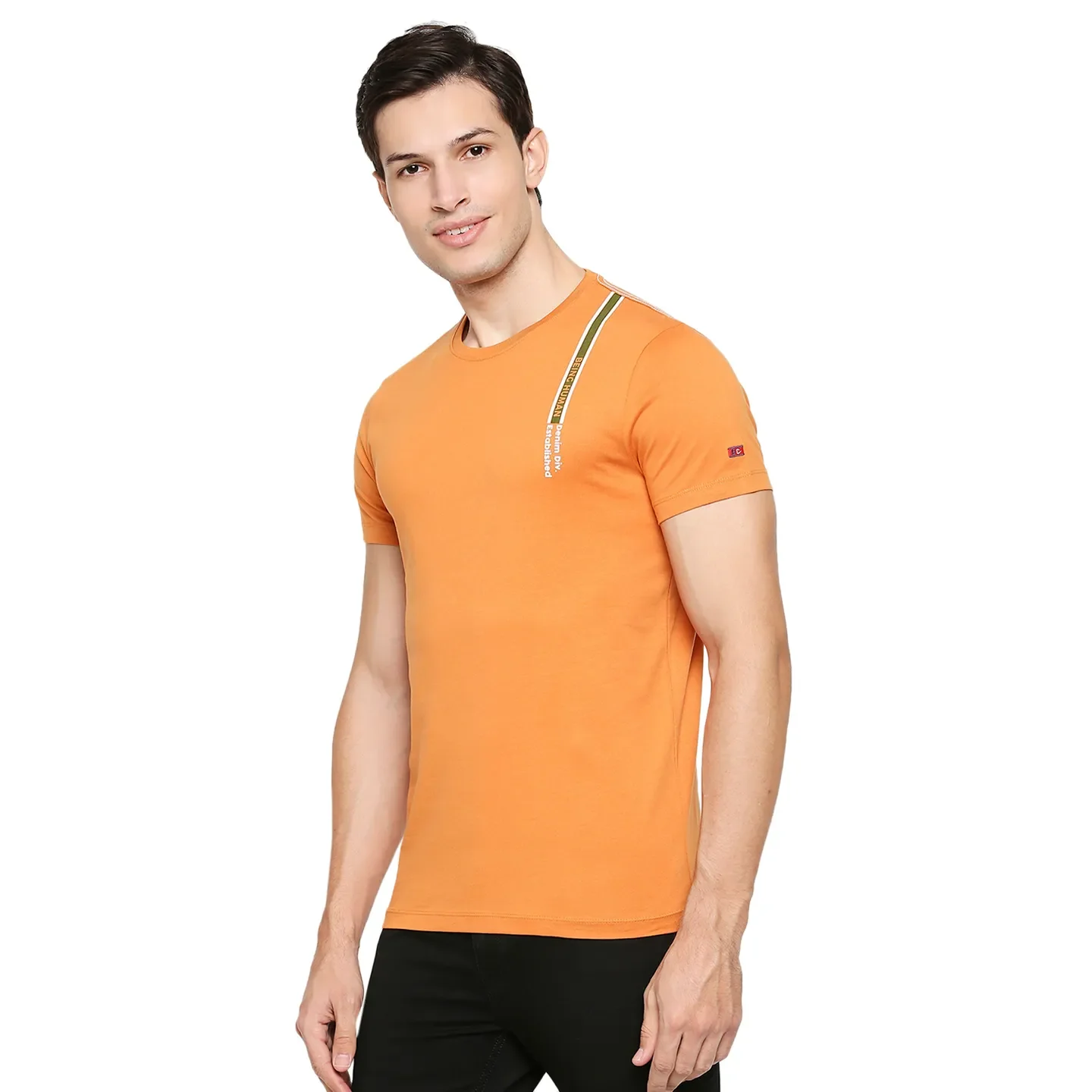 Brown Regular Fit Men's Short Sleeves T-Shirt by Being Human Clothing - Image 2