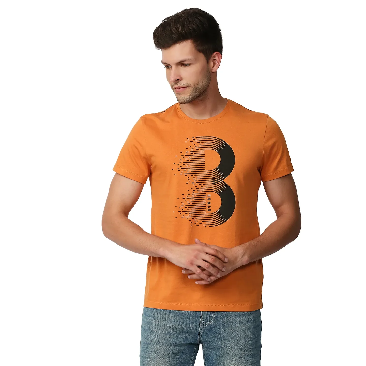 Brown Regular Fit Men's Short Sleeves T-Shirt by Being Human Clothing
