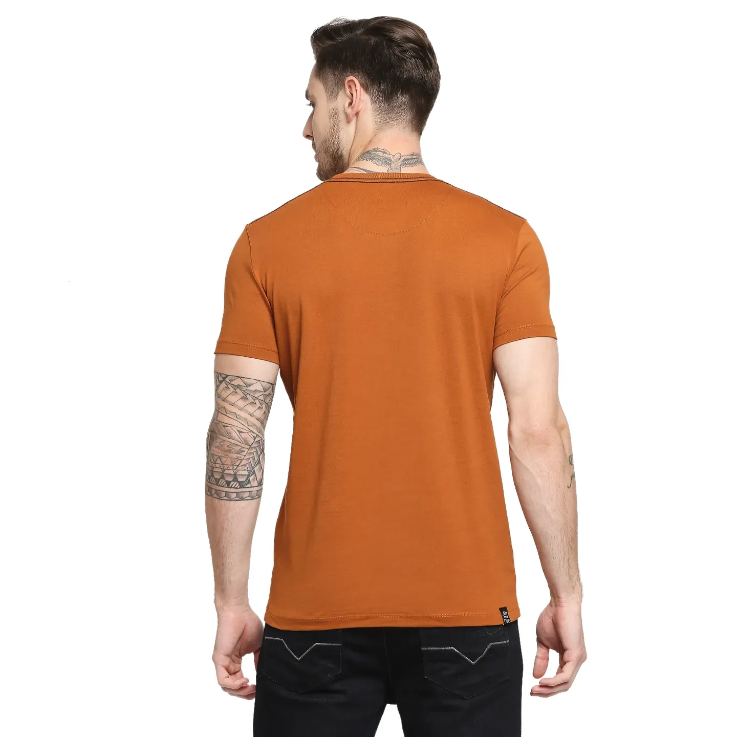 Brown Regular Fit Men's Short Sleeves T-Shirt by Being Human Clothing - Image 4