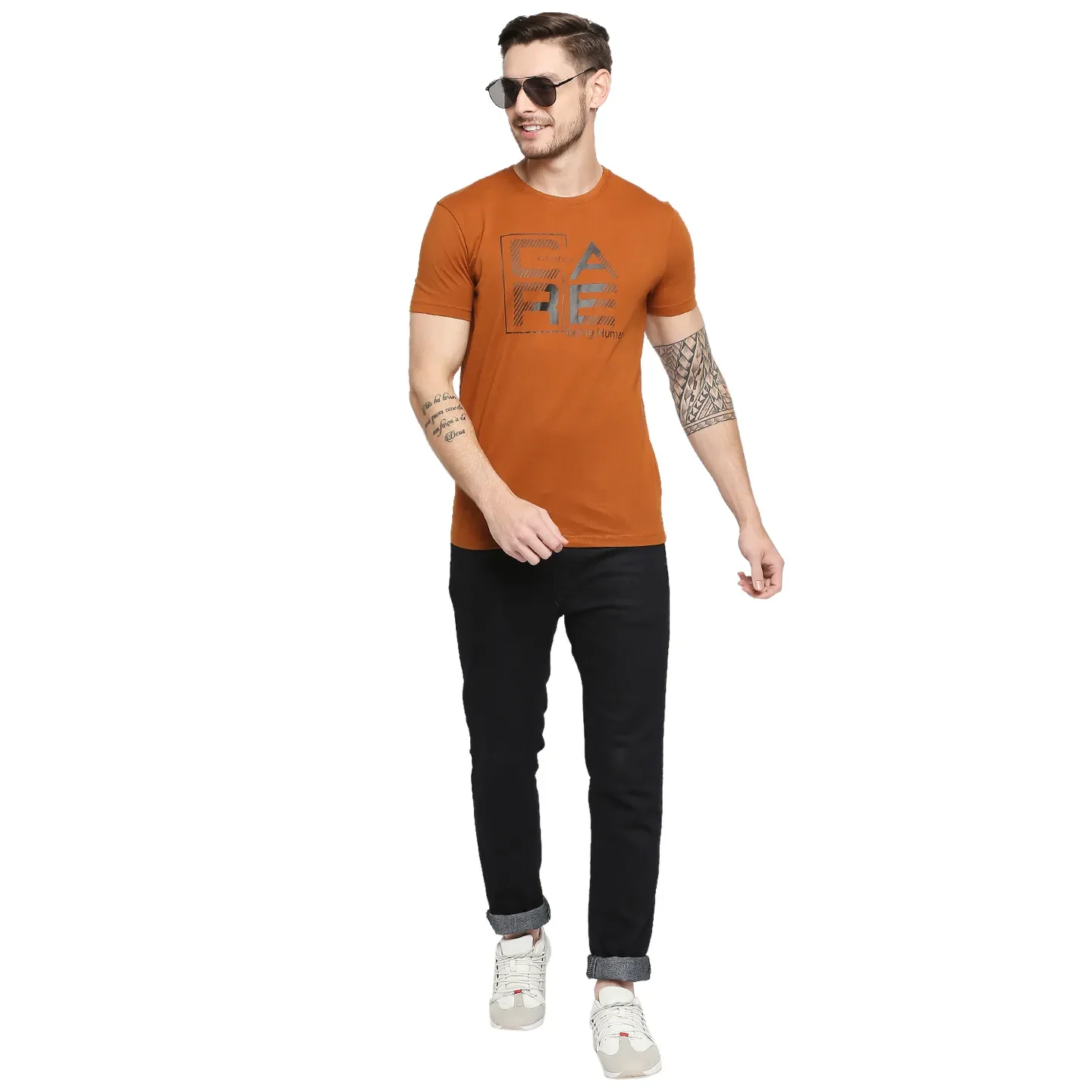 Brown Regular Fit Men's Short Sleeves T-Shirt by Being Human Clothing - Image 6