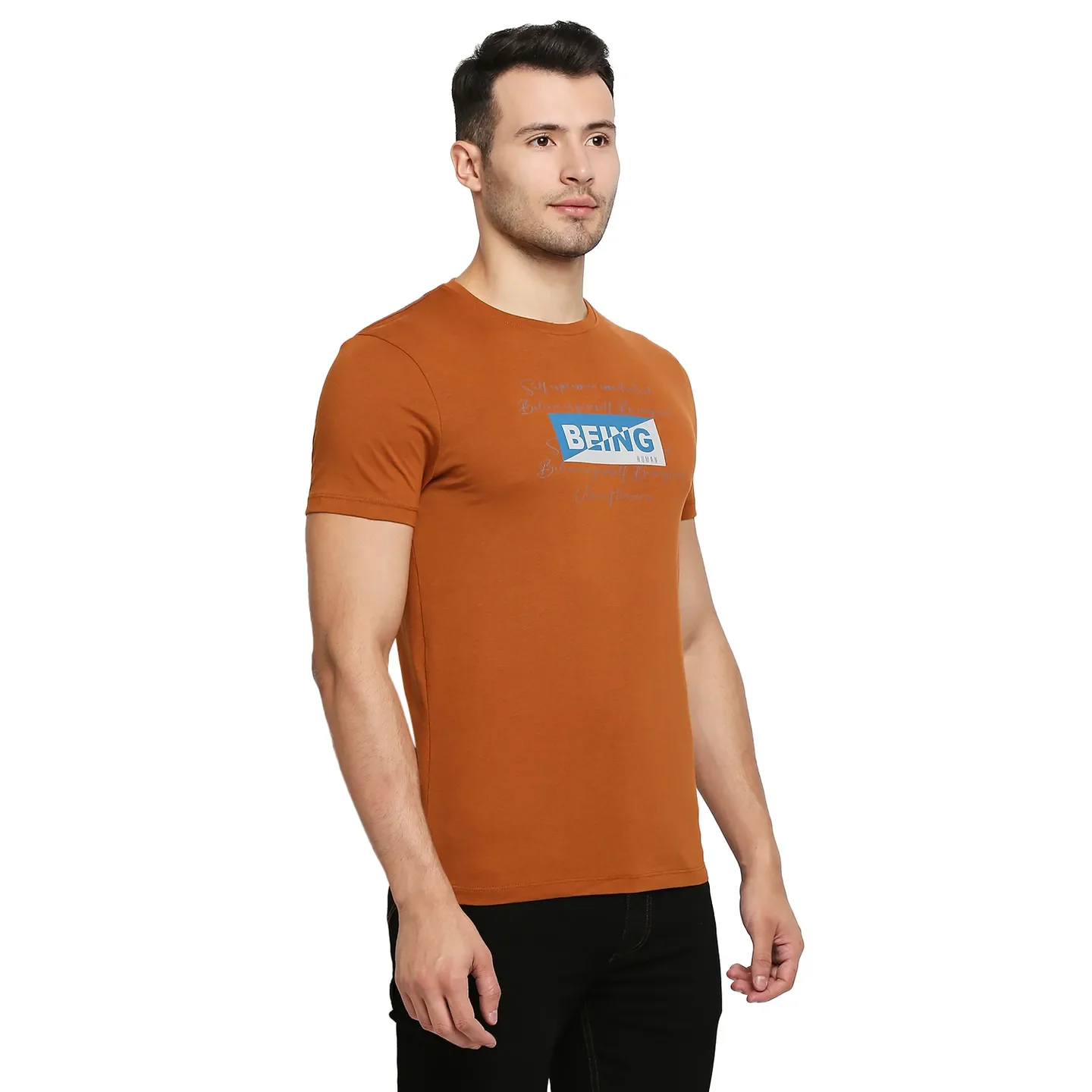 Brown Regular Fit Men's Short Sleeves T-Shirt by Being Human Clothing - Image 3