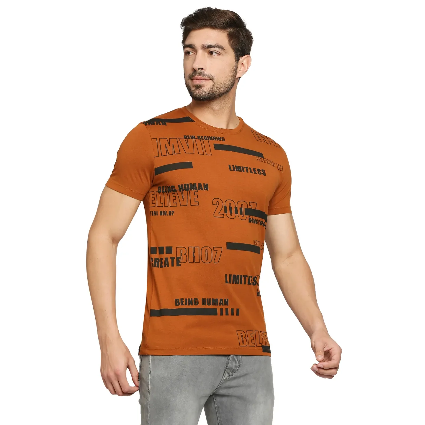 Brown Regular Fit Men's Short Sleeves T-Shirt by Being Human Clothing - Image 12