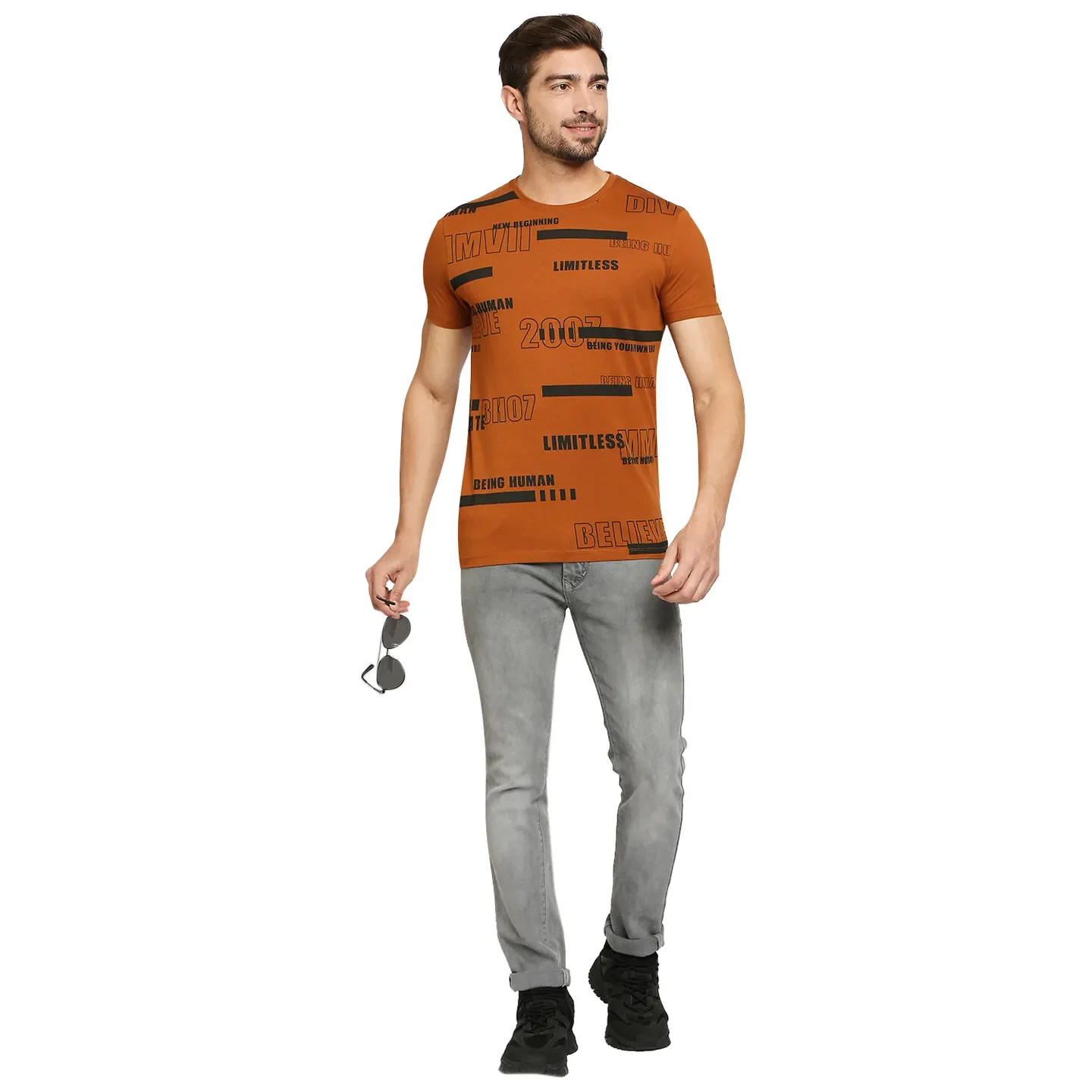 Brown Regular Fit Men's Short Sleeves T-Shirt by Being Human Clothing - Image 13