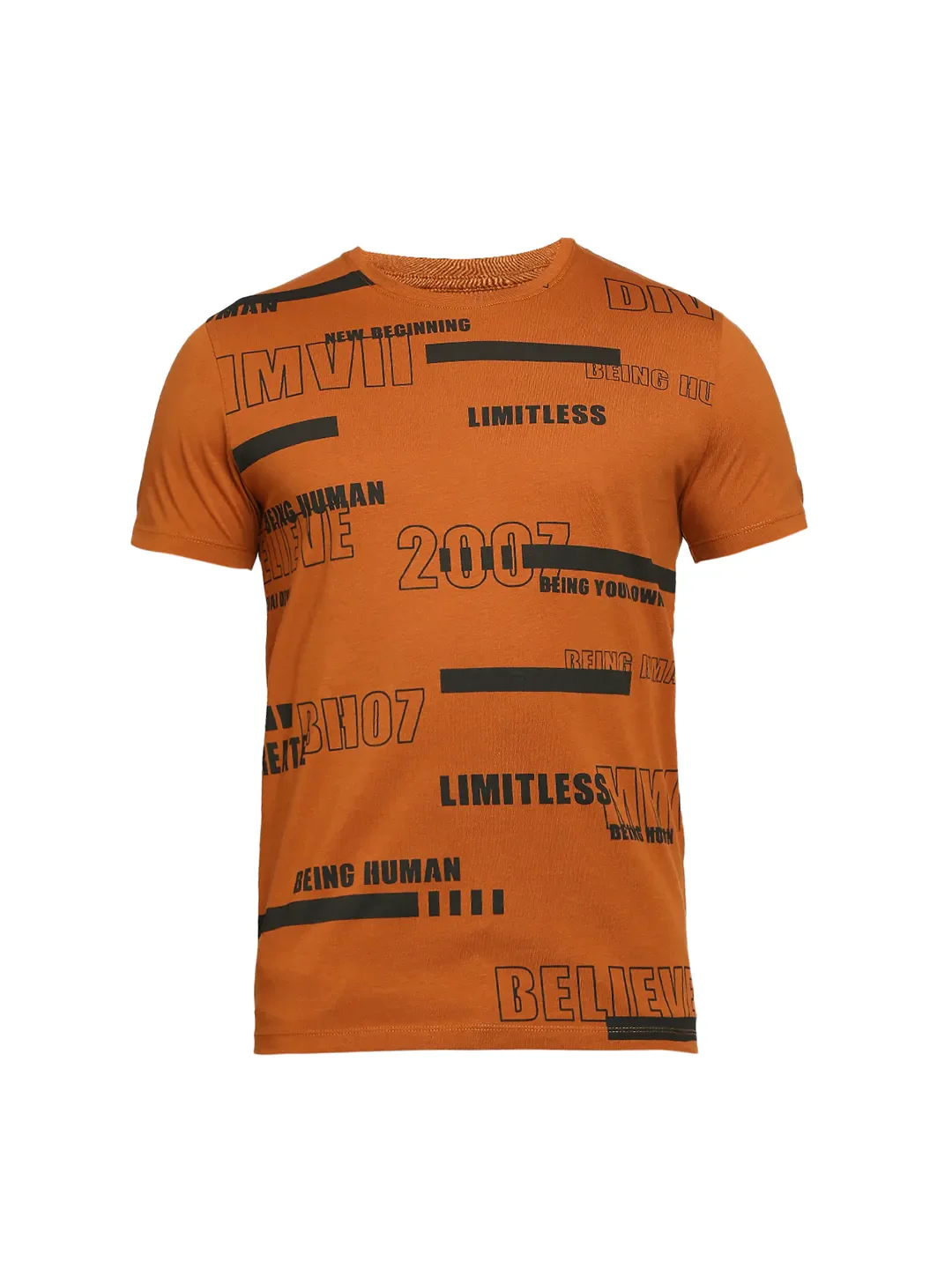 Brown Regular Fit Men's Short Sleeves T-Shirt by Being Human Clothing - Image 14