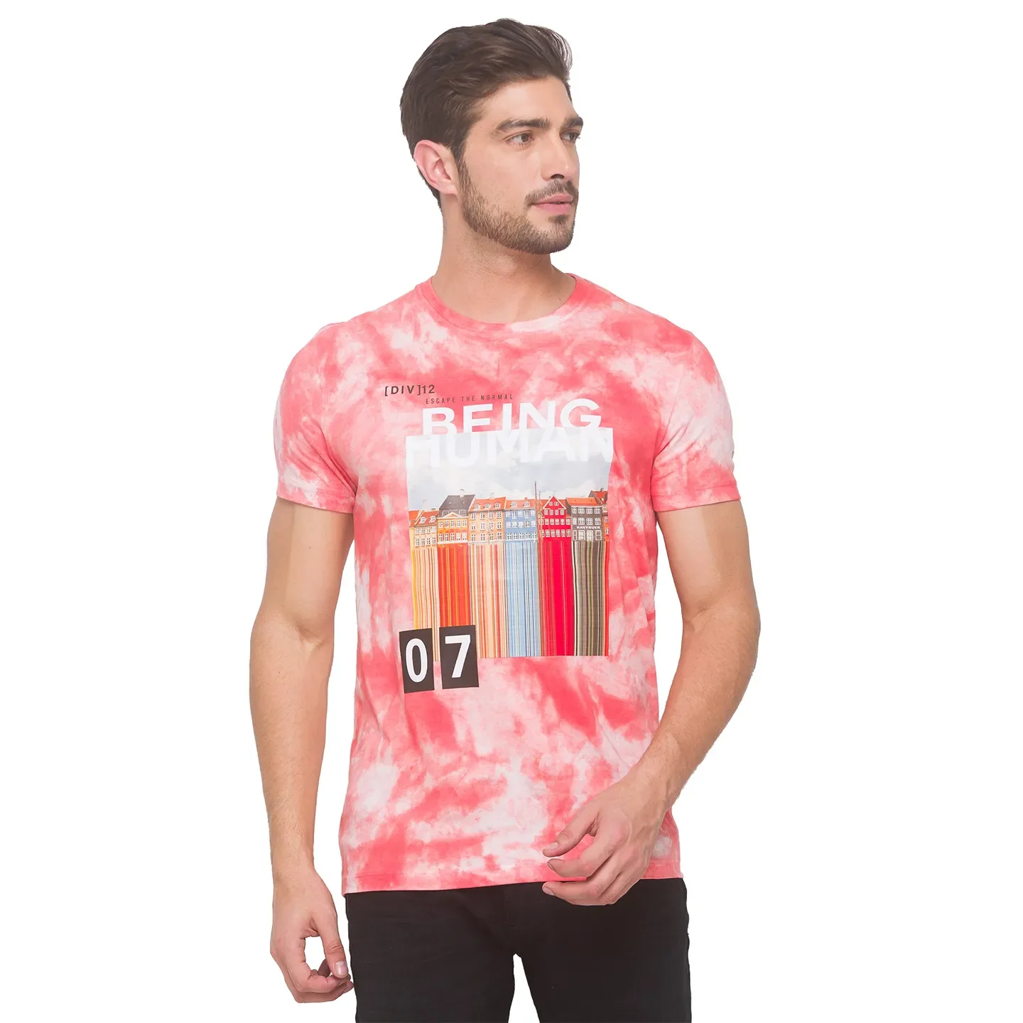 Orange Regular Fit Men's Short Sleeves T-Shirt by Being Human Clothing