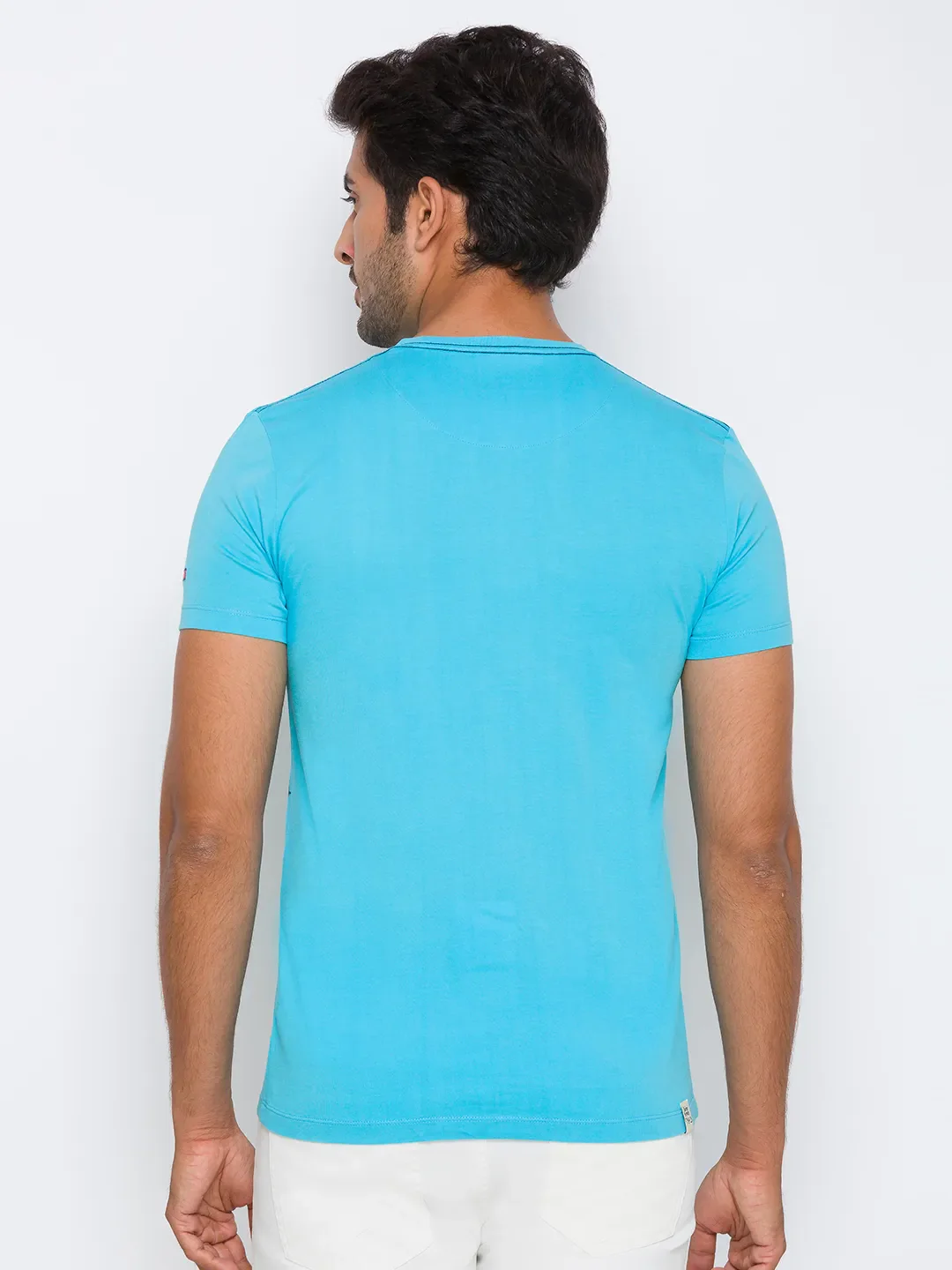 Scuba Blue Regular Fit Round Neck Men's T-Shirt by Being Human Clothing - Image 10