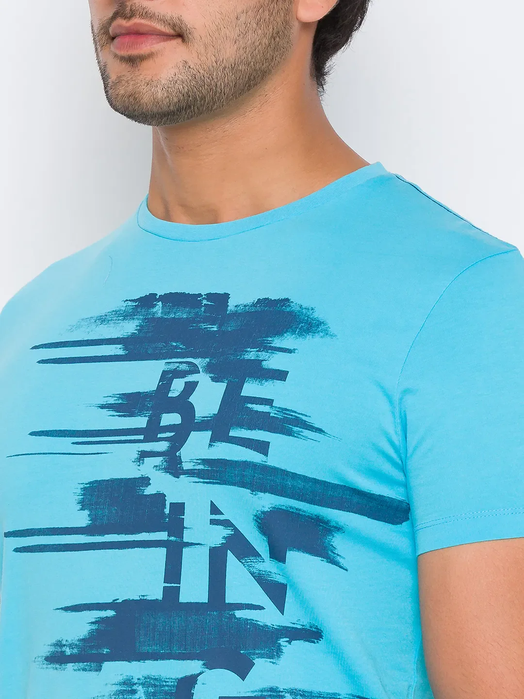 Scuba Blue Regular Fit Round Neck Men's T-Shirt by Being Human Clothing - Image 17