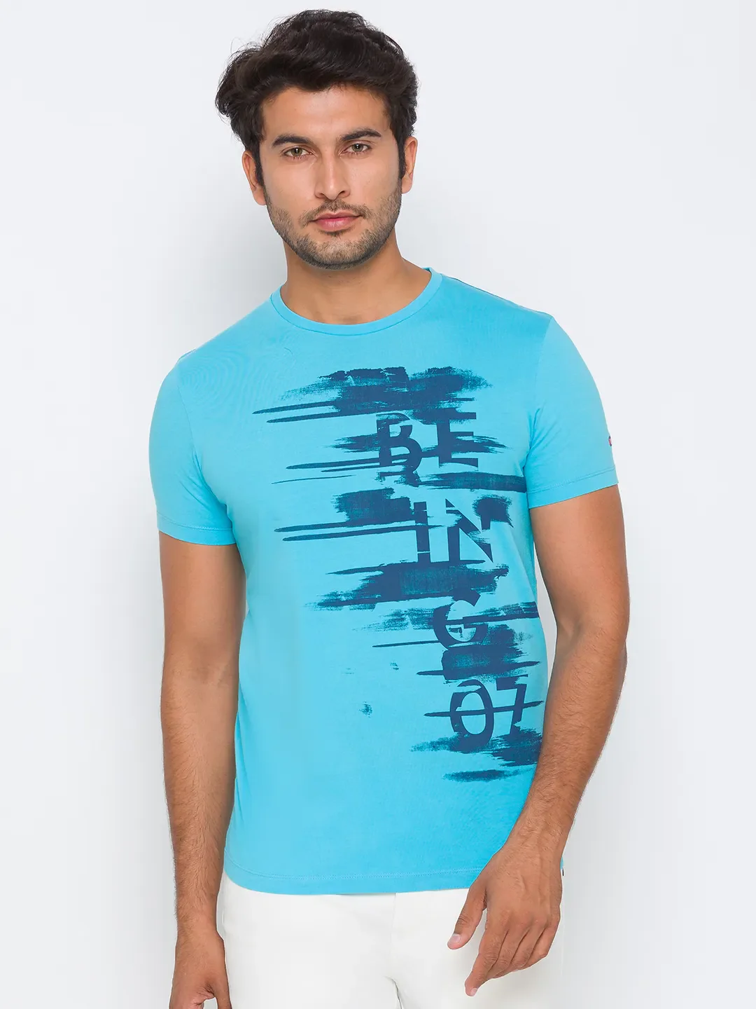 Scuba Blue Regular Fit Round Neck Men's T-Shirt by Being Human Clothing - Image 7