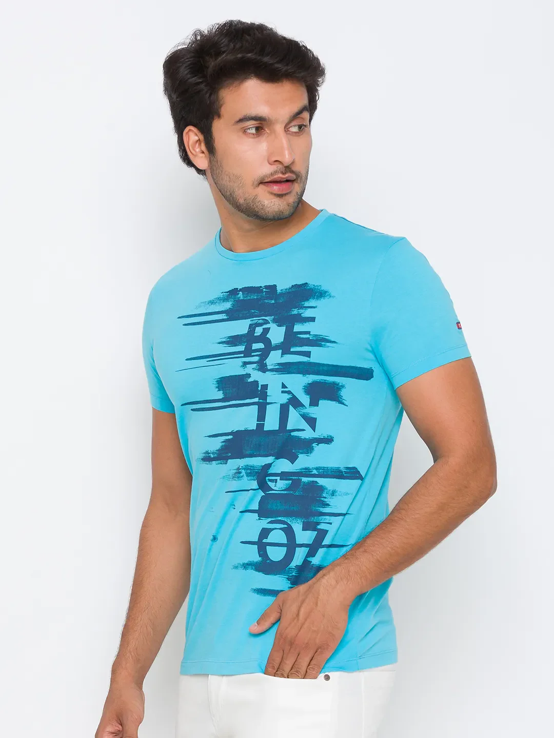 Scuba Blue Regular Fit Round Neck Men's T-Shirt by Being Human Clothing - Image 8