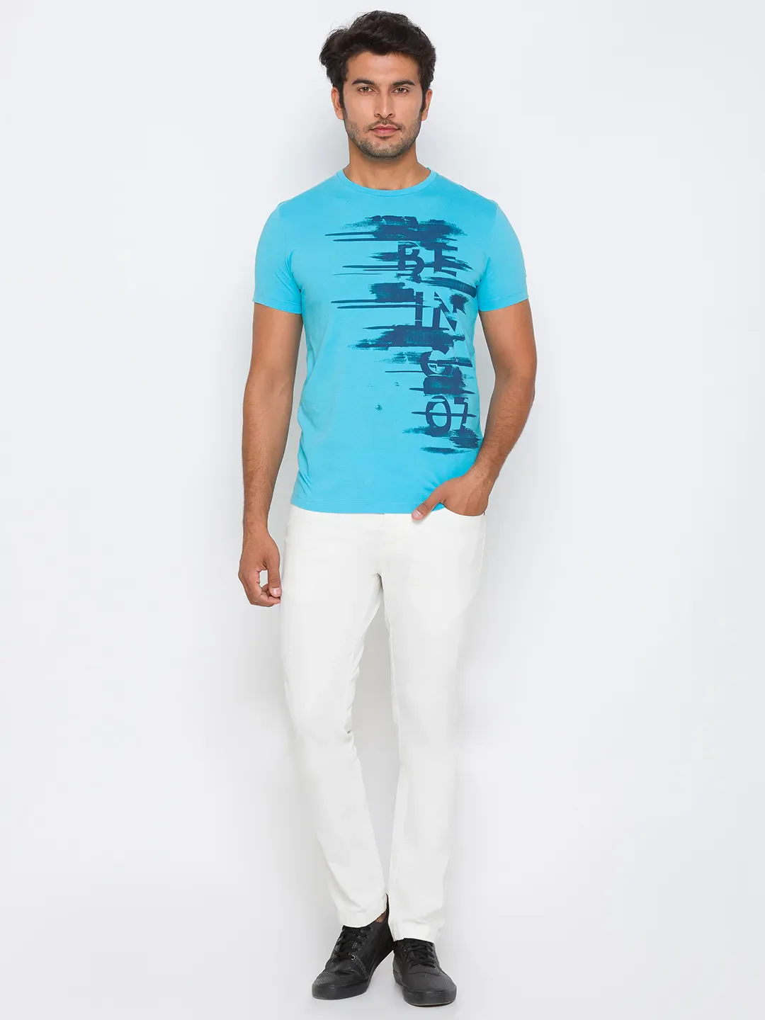 Scuba Blue Regular Fit Round Neck Men's T-Shirt by Being Human Clothing - Image 9